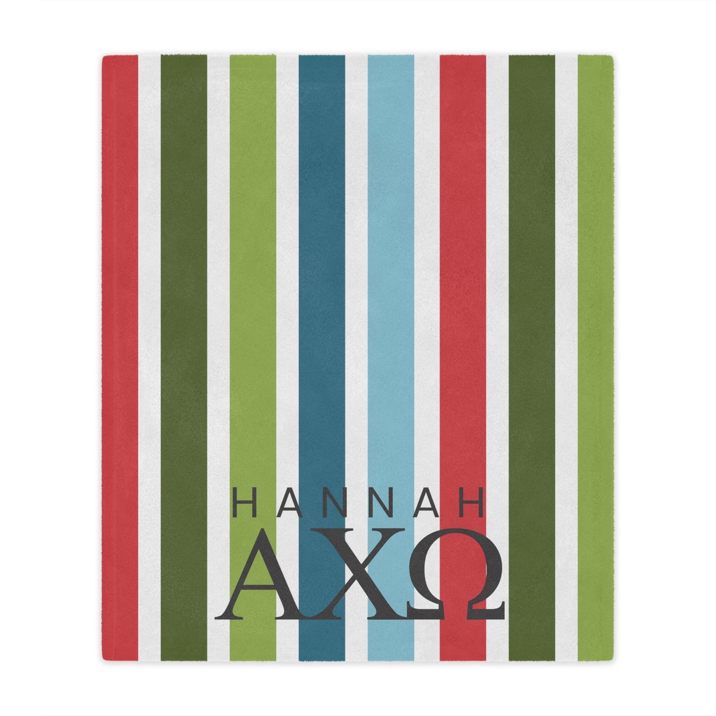 Alpha Chi Omega Personalized Striped Blanket - Ivy Society