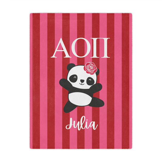 Alpha Omicron Pi Personalized Panda Blanket - Ivy Society