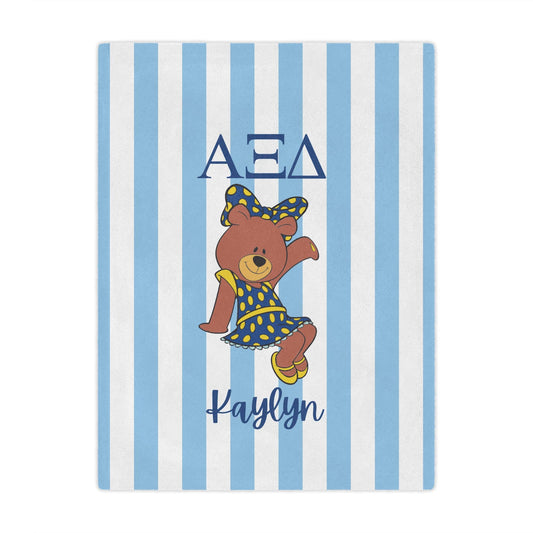 Alpha Xi Delta Personalized Bear Stripe Blanket - Ivy Society
