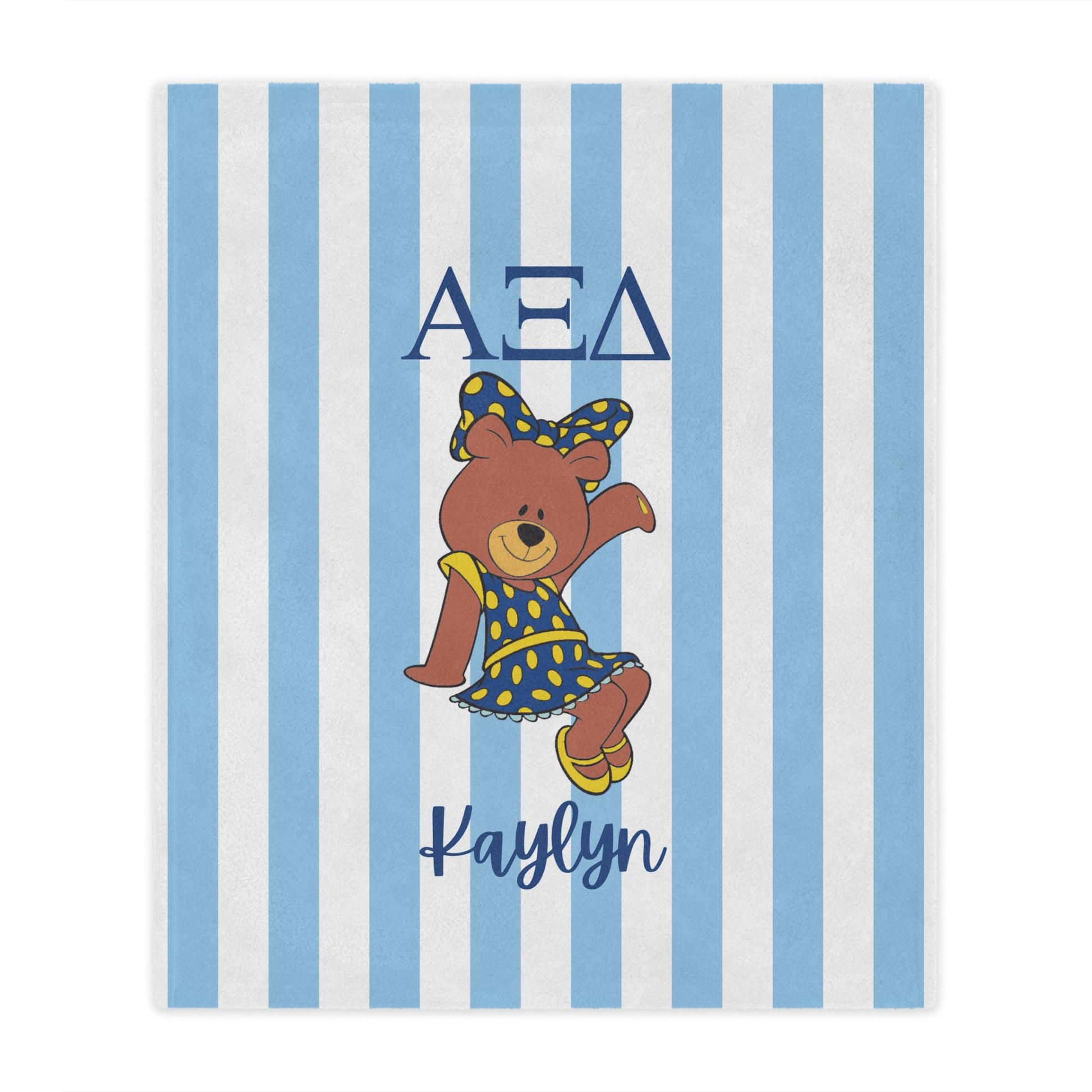Alpha Xi Delta Personalized Bear Stripe Blanket - Ivy Society