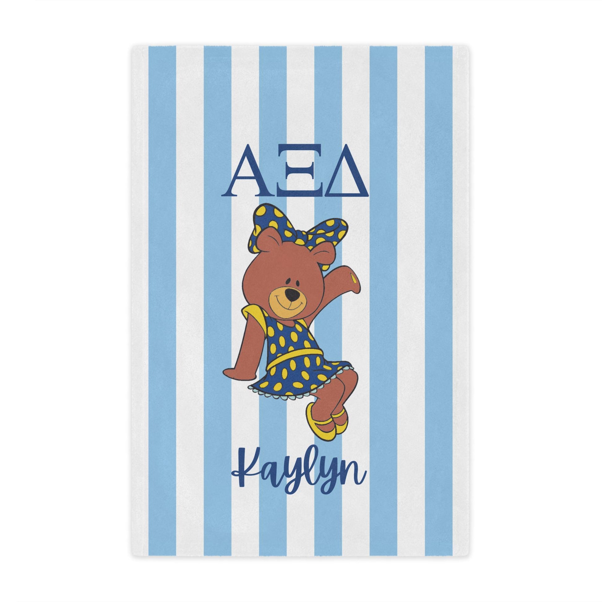 Alpha Xi Delta Personalized Bear Stripe Blanket - Ivy Society