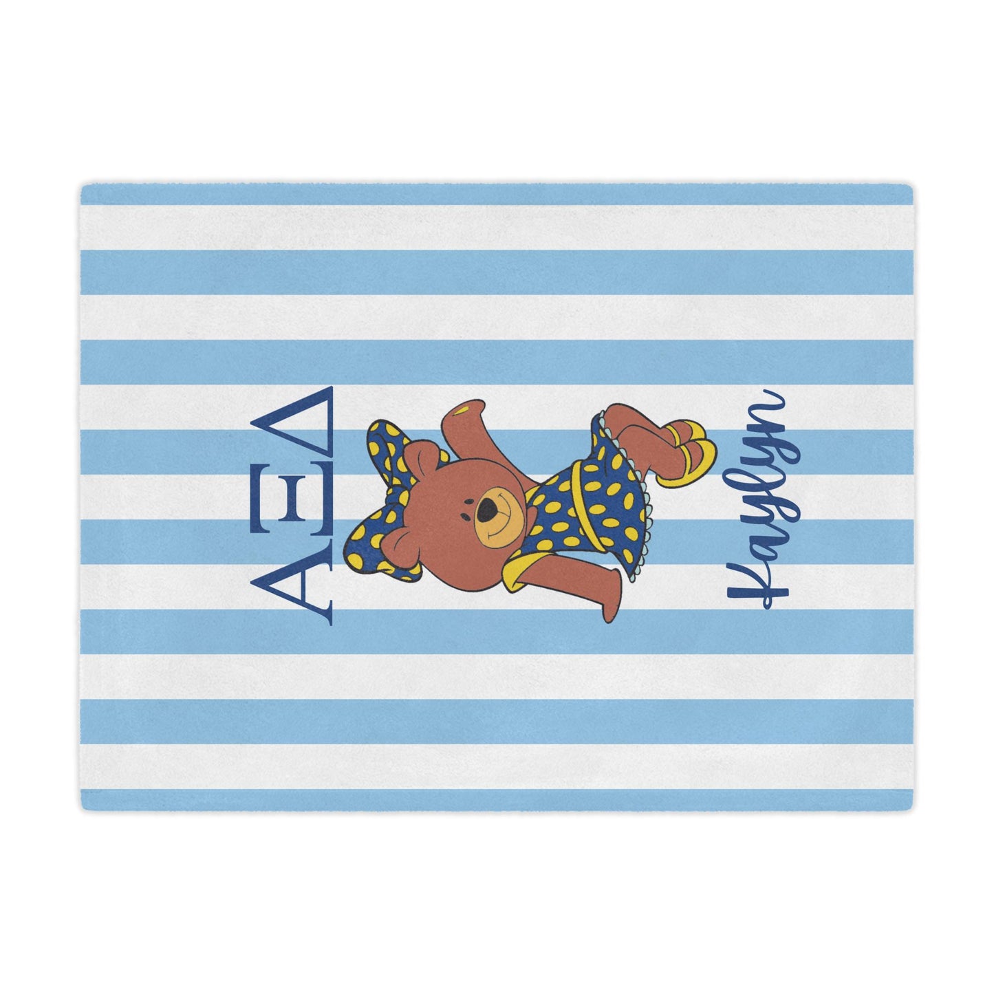 Alpha Xi Delta Personalized Bear Stripe Blanket - Ivy Society