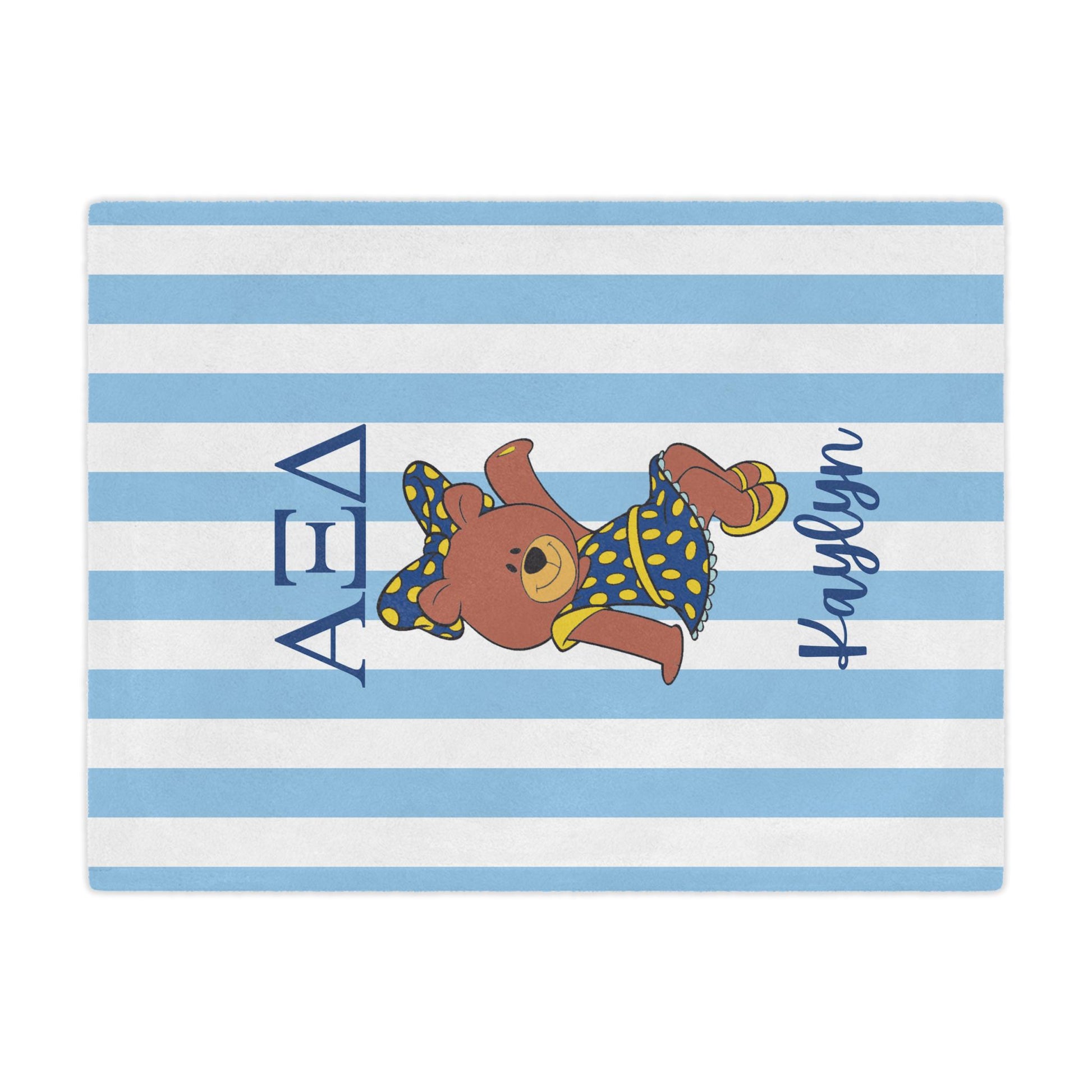 Alpha Xi Delta Personalized Bear Stripe Blanket - Ivy Society