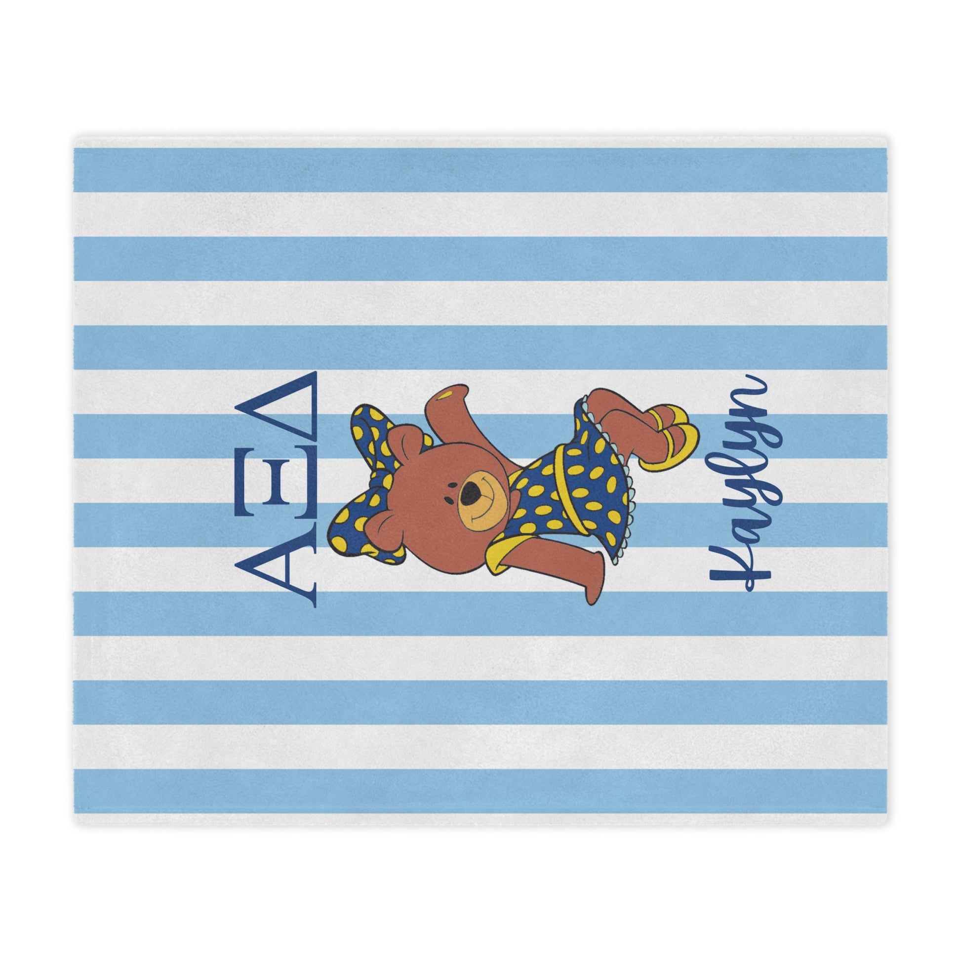 Alpha Xi Delta Personalized Bear Stripe Blanket - Ivy Society
