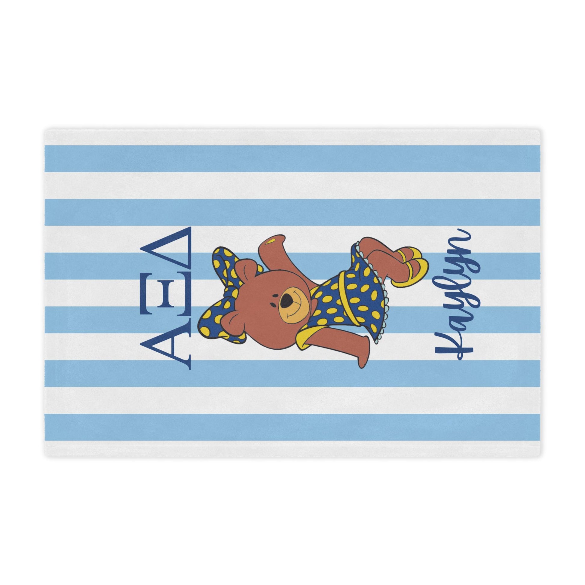 Alpha Xi Delta Personalized Bear Stripe Blanket - Ivy Society