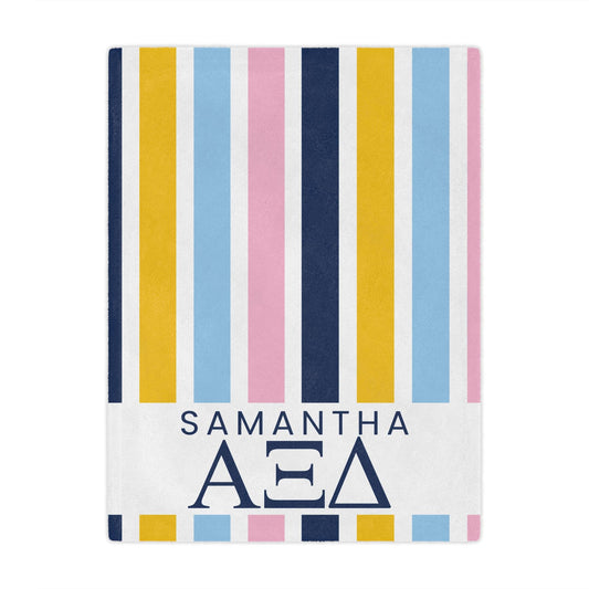 Alpha Xi Delta Personalized Stripe Blanket - Ivy Society