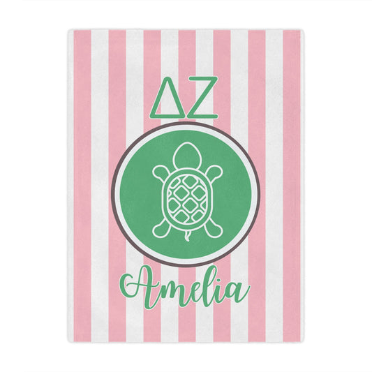 Delta Zeta Personalized Turtle Stripe Blanket - Ivy Society