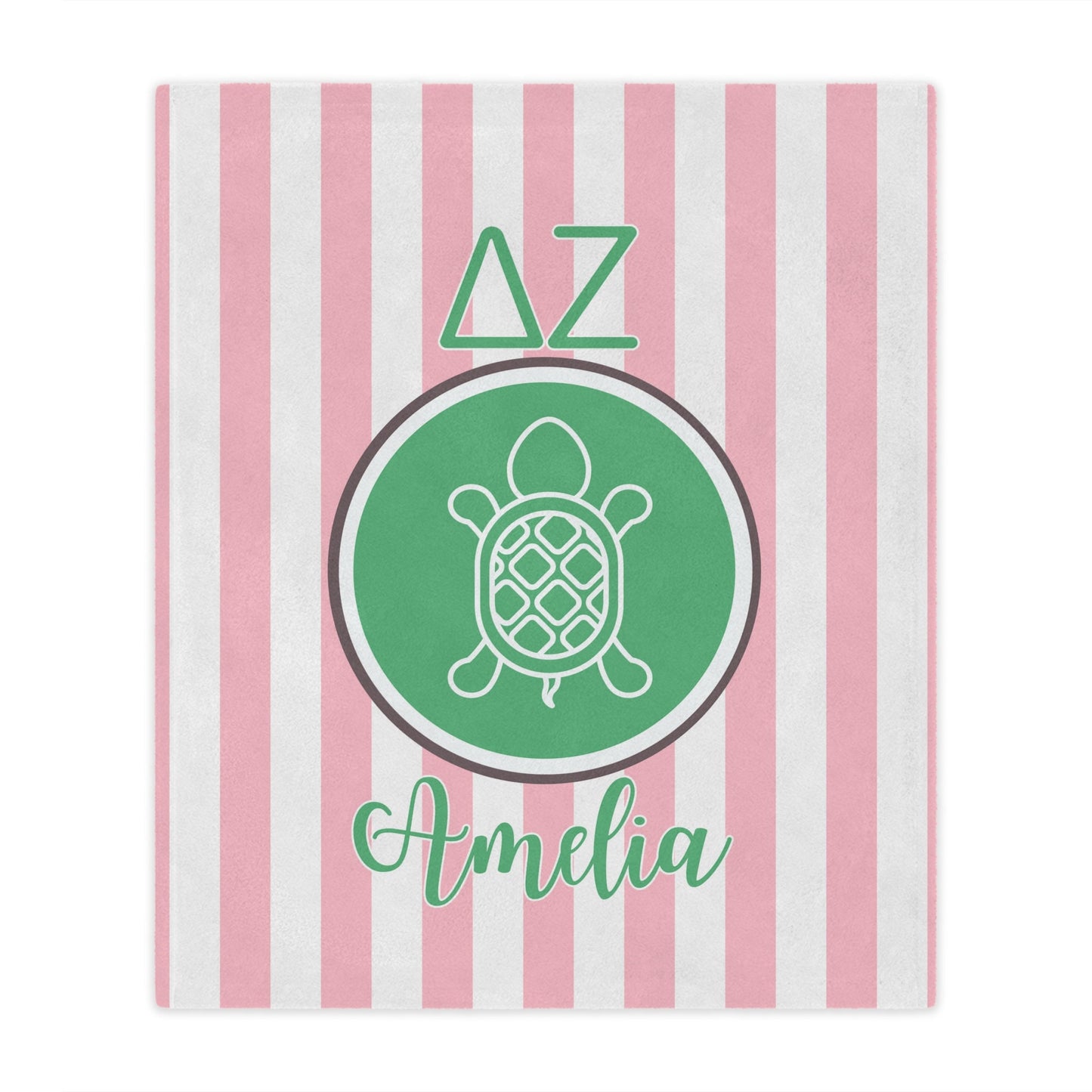 Delta Zeta Personalized Turtle Stripe Blanket - Ivy Society