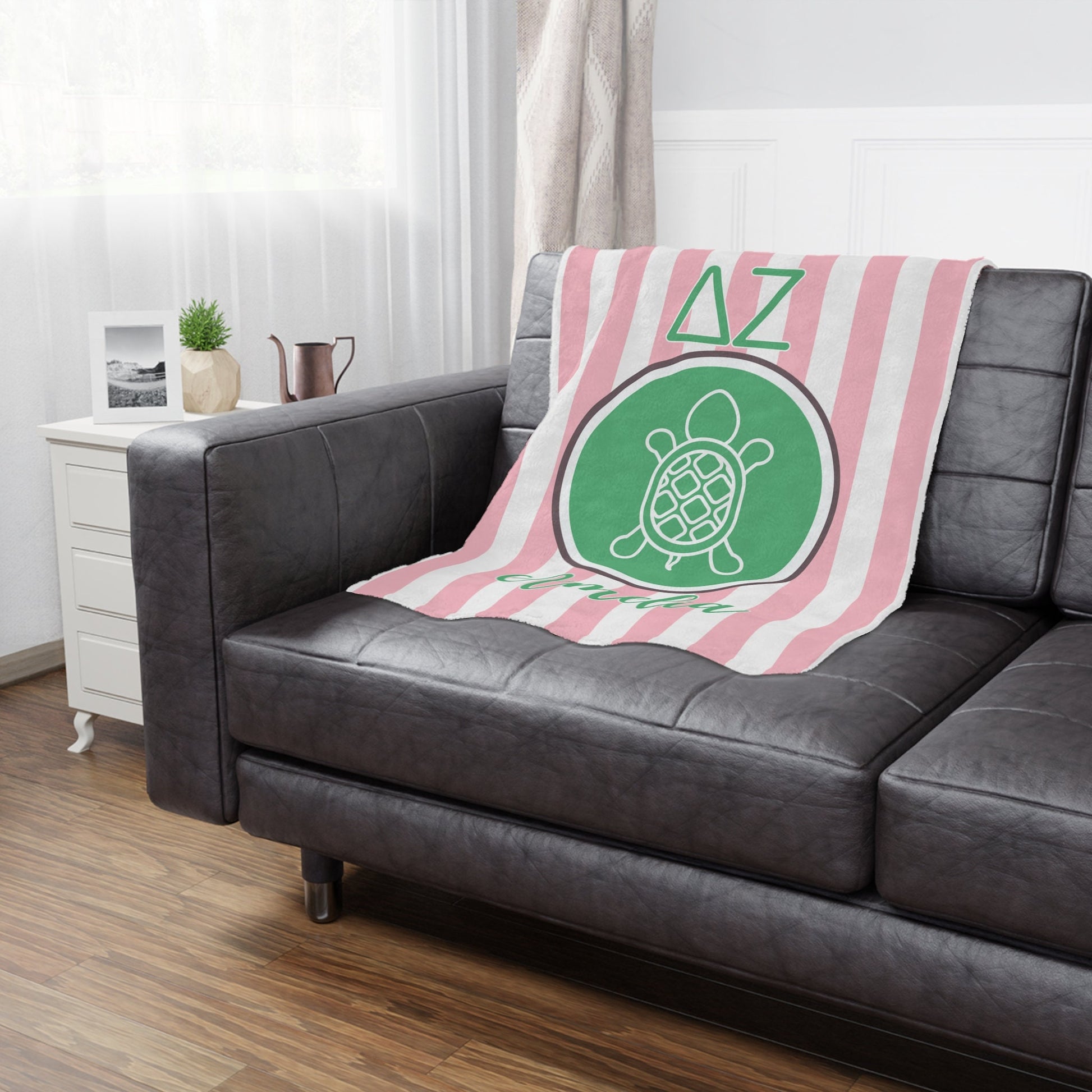 Delta Zeta Personalized Turtle Stripe Blanket - Ivy Society