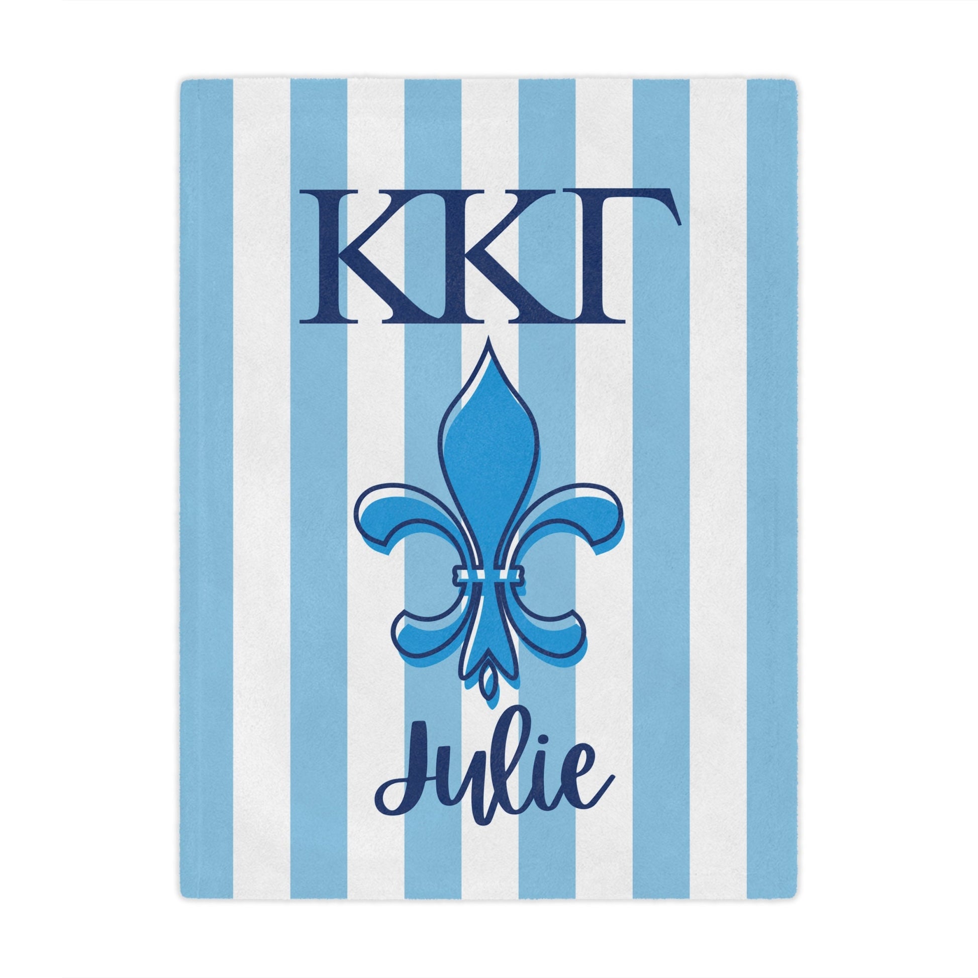 Kappa Kappa Gamma Personalized Fleur Dis Lis Stripe Blanket - Ivy Society