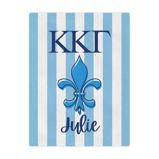 Kappa Kappa Gamma Personalized Fleur Dis Lis Stripe Blanket - Ivy Society