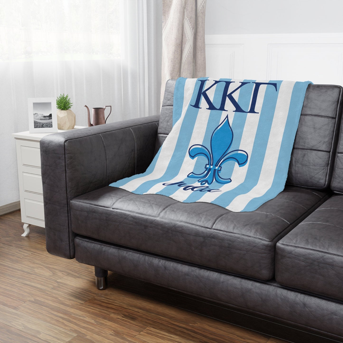Kappa Kappa Gamma Personalized Fleur Dis Lis Stripe Blanket - Ivy Society