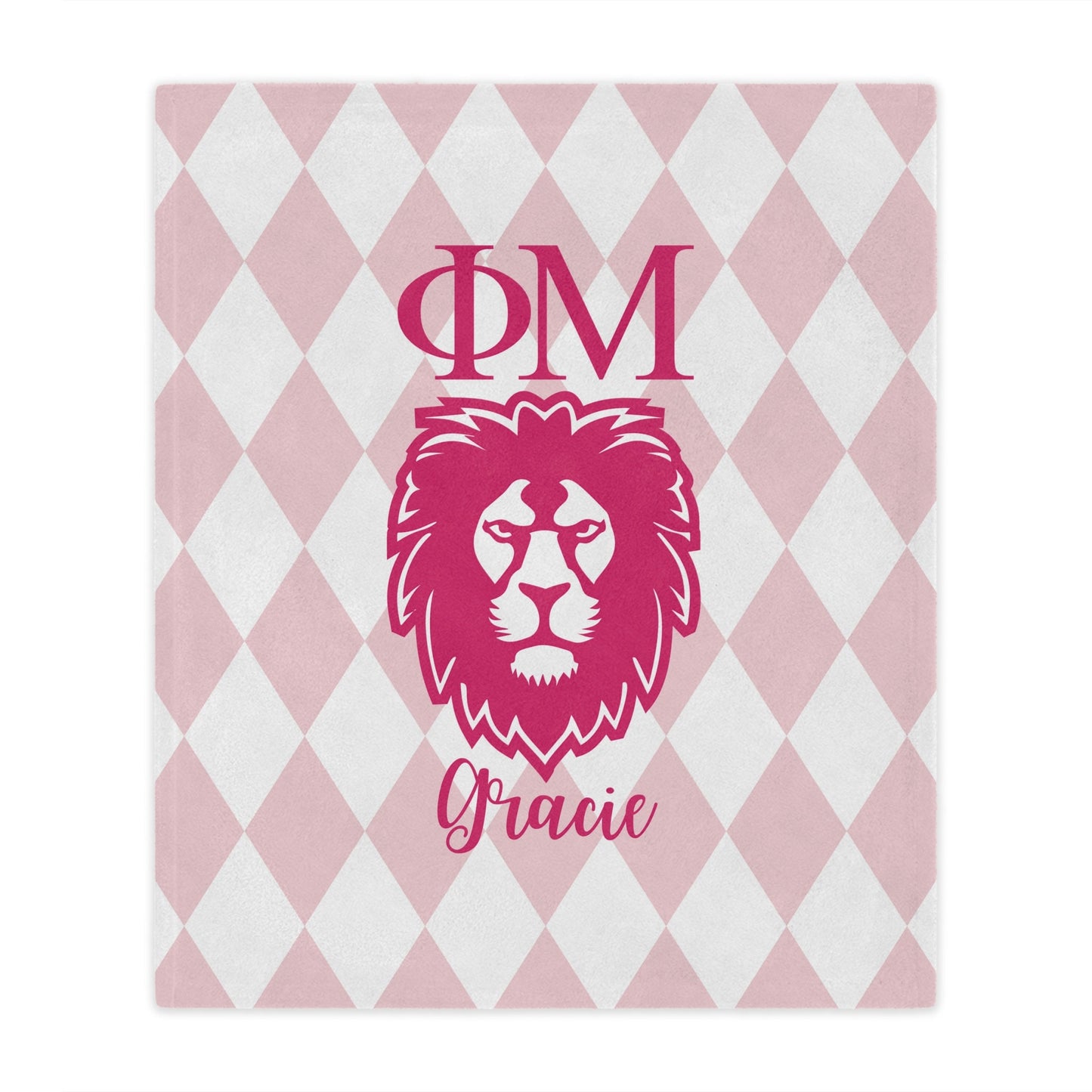 Phi Mu Personalized Pink Lion Blanket - Ivy Society