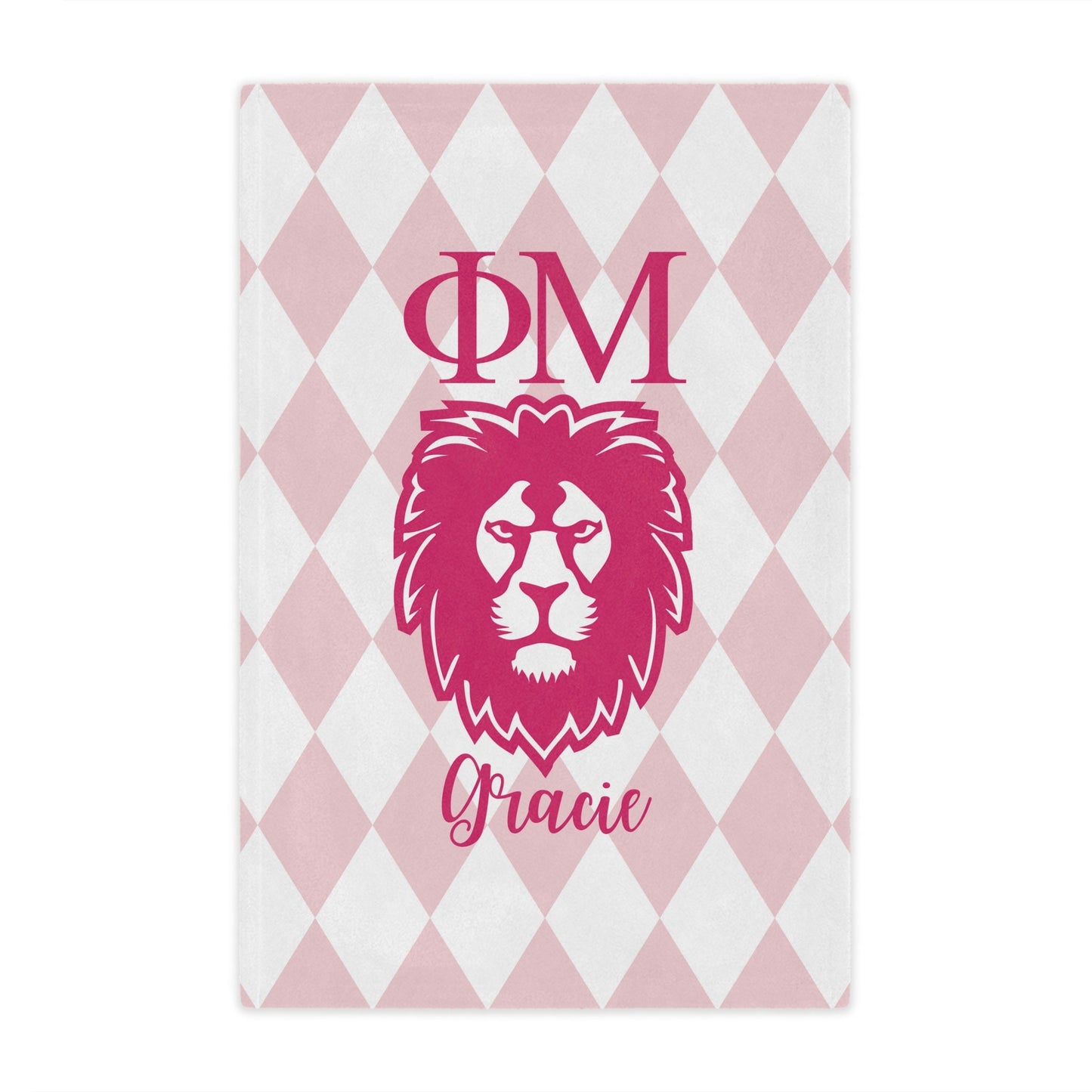 Phi Mu Personalized Pink Lion Blanket - Ivy Society