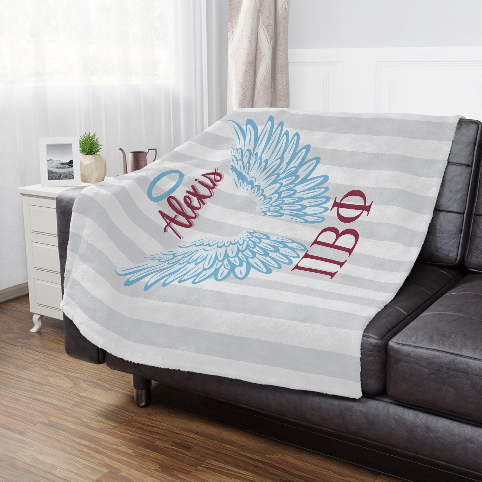Pi Beta Phi Personalized Blue Angel Wings Blanket - Ivy Society