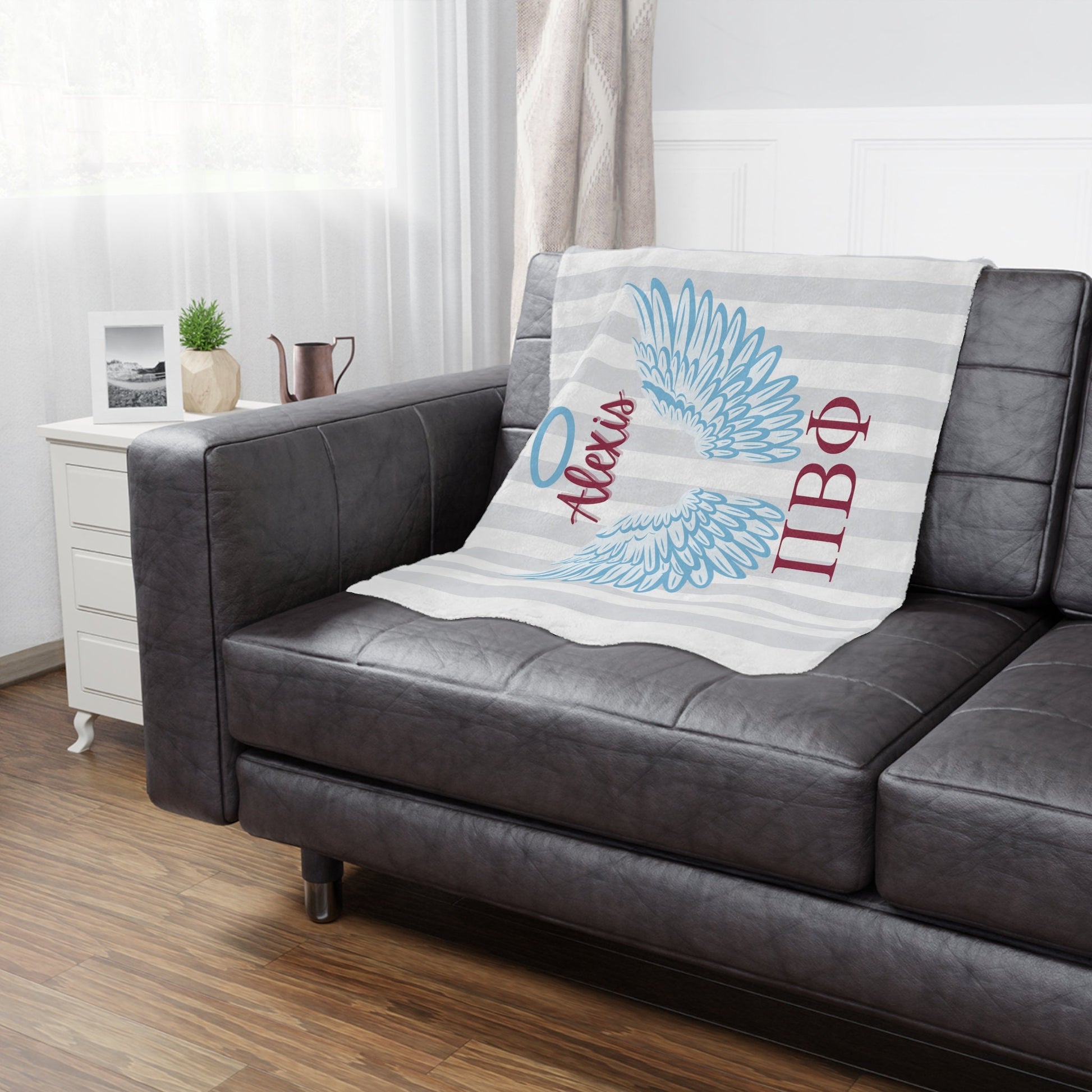 Pi Beta Phi Personalized Blue Angel Wings Blanket - Ivy Society