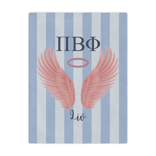 Pi Beta Phi Personalized Pink Angel Wings Blanket - Ivy Society