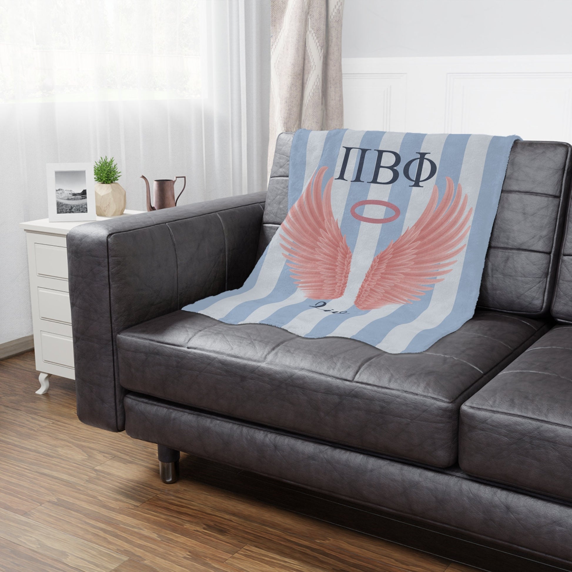 Pi Beta Phi Personalized Pink Angel Wings Blanket - Ivy Society