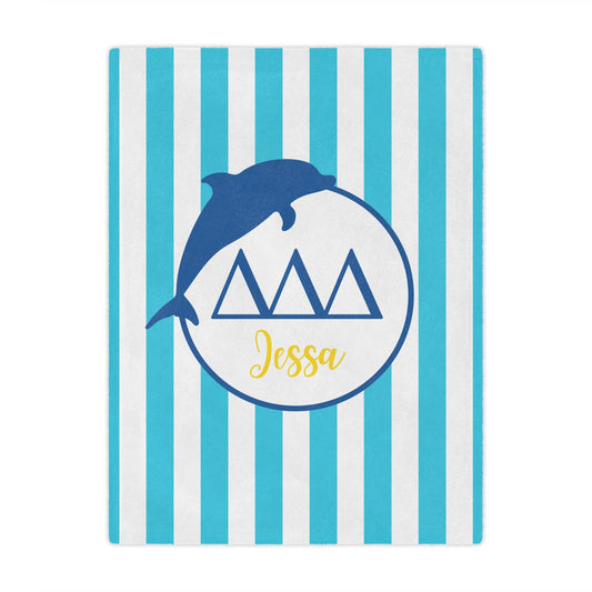 Tri Delta Personalized Dolphin Stripe Blanket - Ivy Society