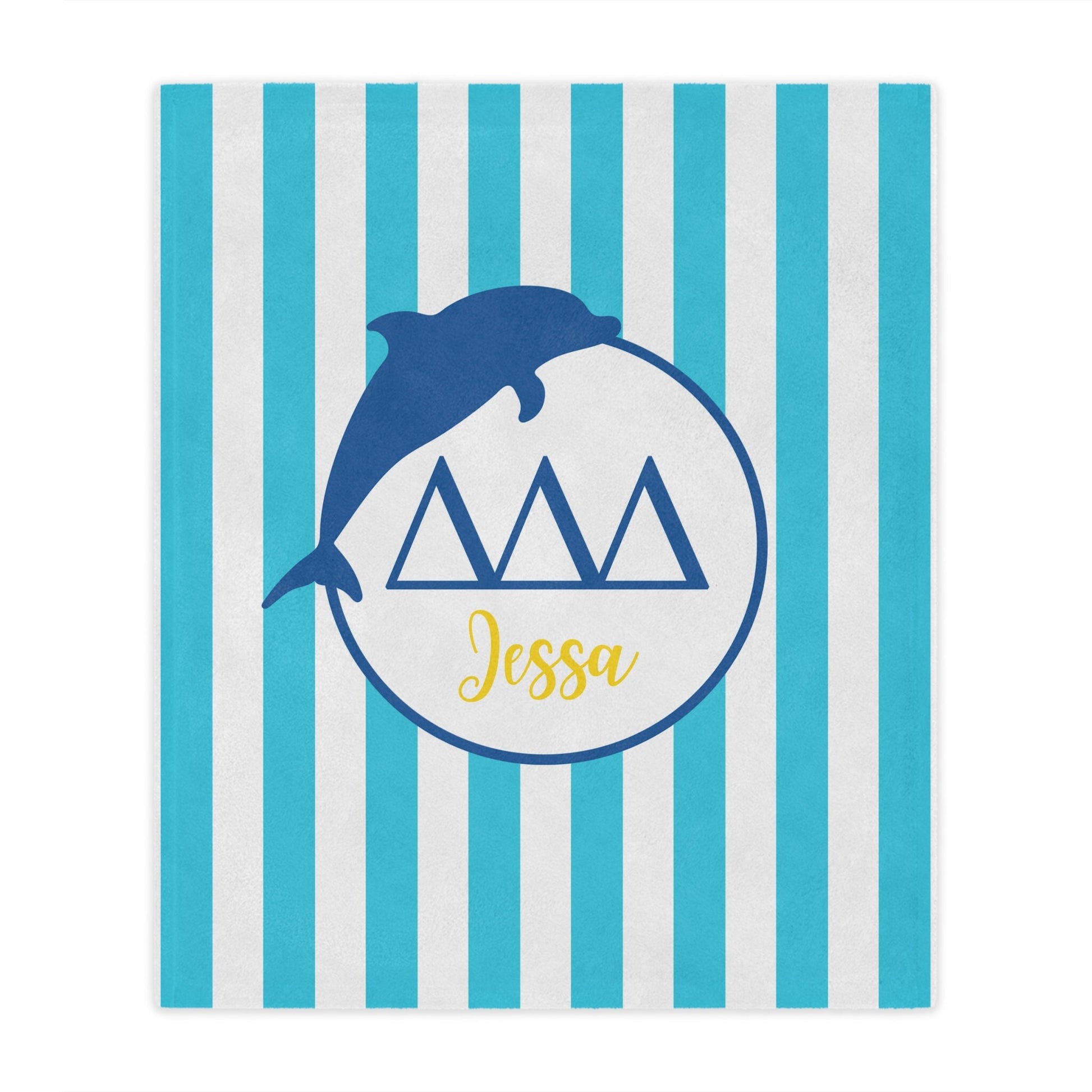 Tri Delta Personalized Dolphin Stripe Blanket - Ivy Society