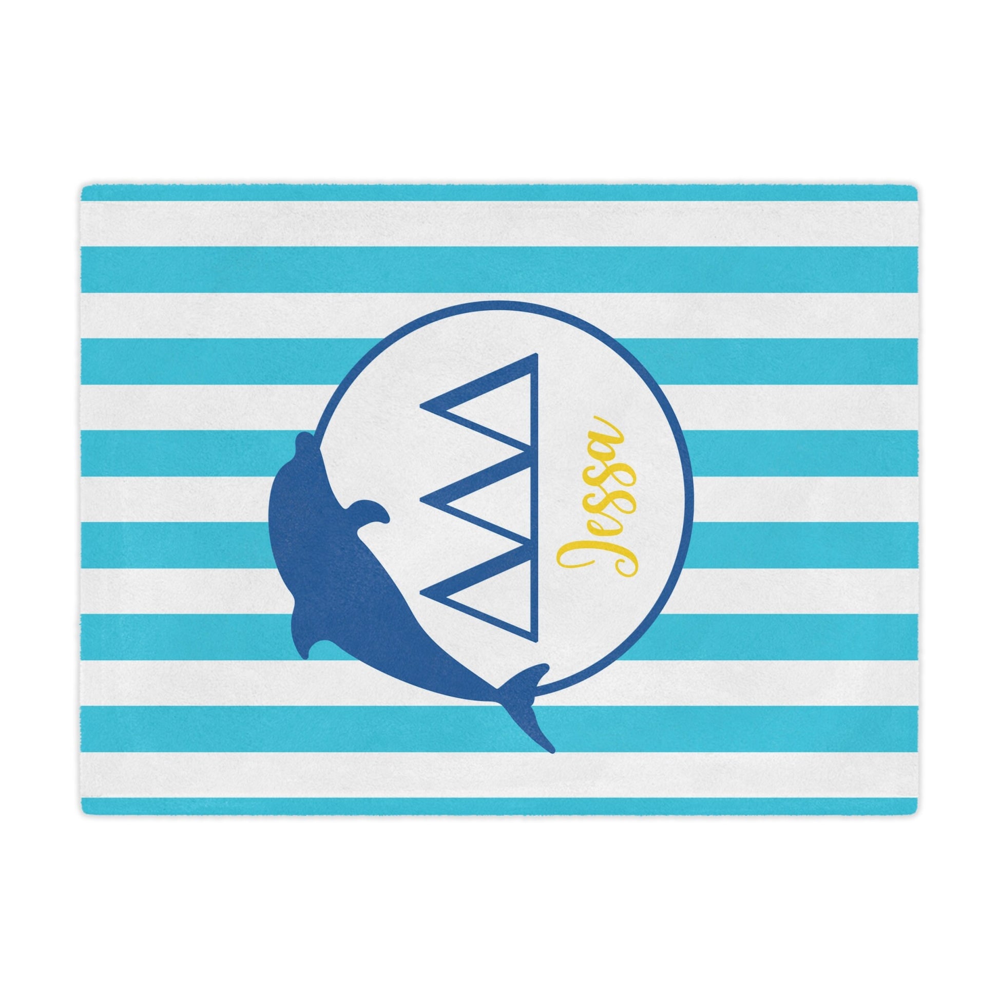 Tri Delta Personalized Dolphin Stripe Blanket - Ivy Society