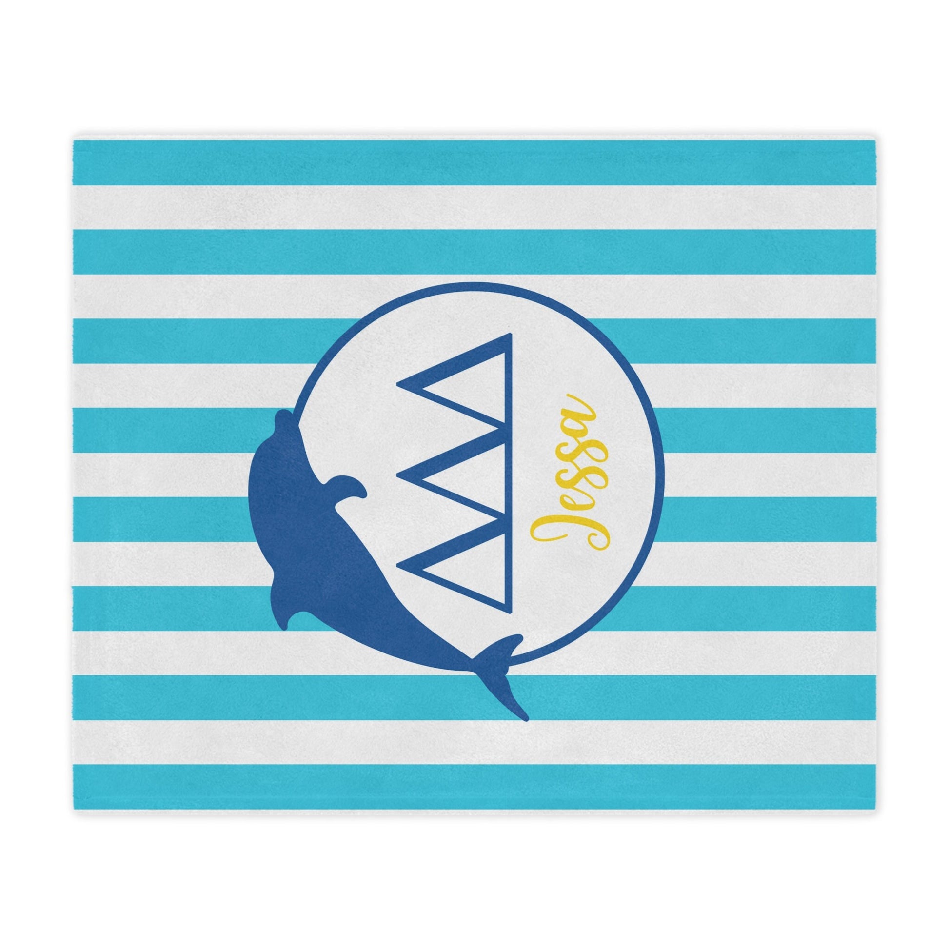 Tri Delta Personalized Dolphin Stripe Blanket - Ivy Society