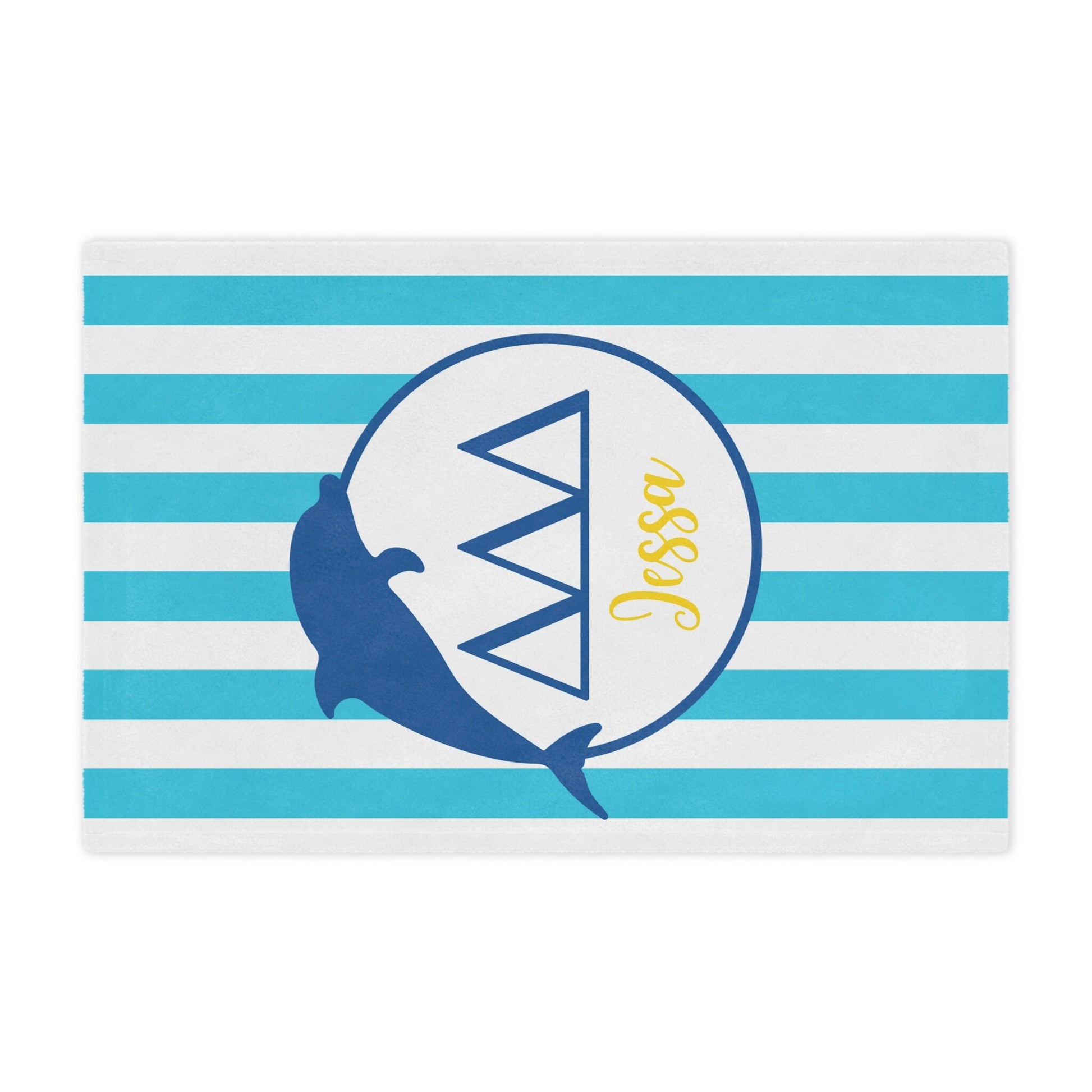 Tri Delta Personalized Dolphin Stripe Blanket - Ivy Society