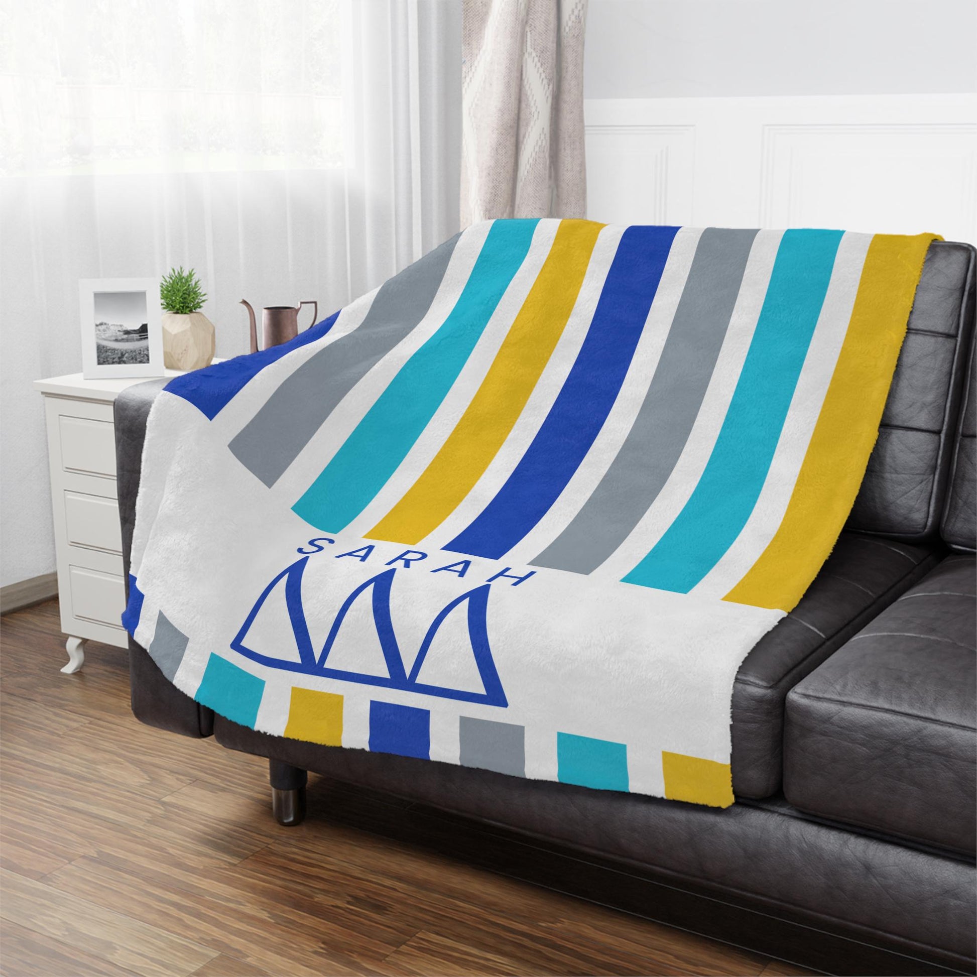 Tri Delta Personalized Striped Blanket - Ivy Society