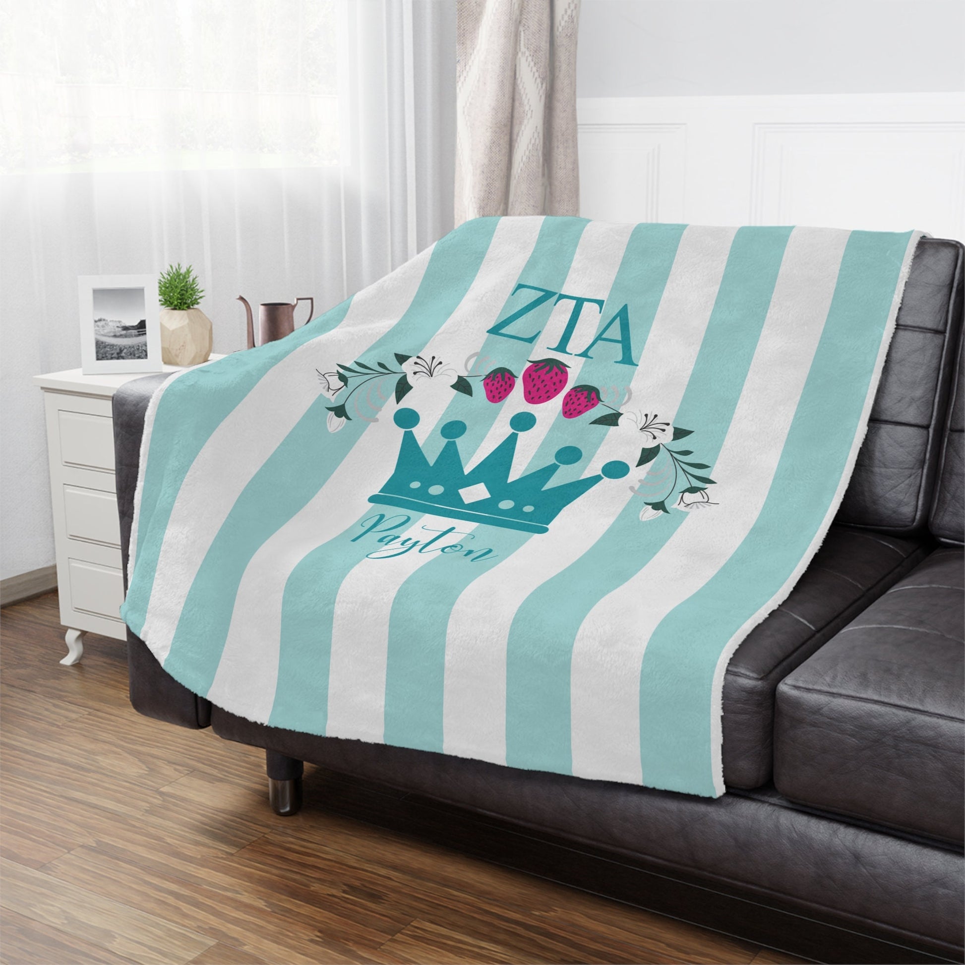 Zeta Tau Alpha Personalized Crown Blanket - Ivy Society