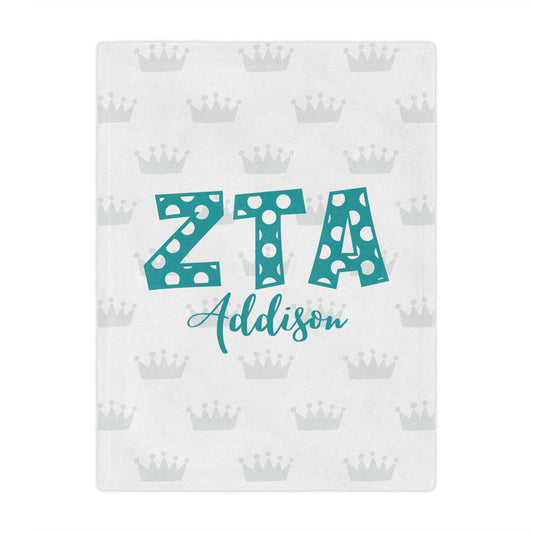 Zeta Tau Alpha Personalized  Polka Dot Blanket - Ivy Society