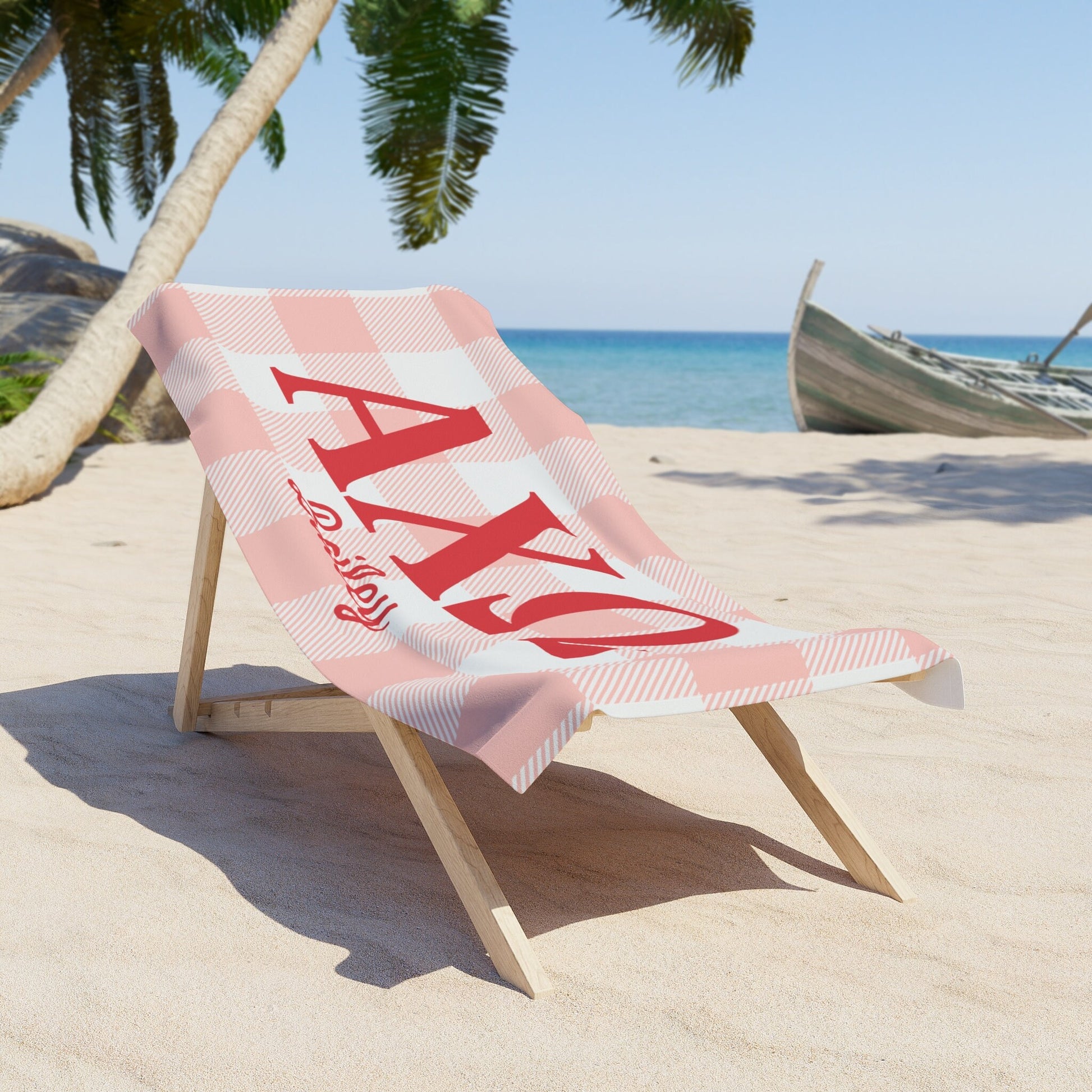 Alpha Chi Omega Personalized Checkered Beach Towel - Ivy Society
