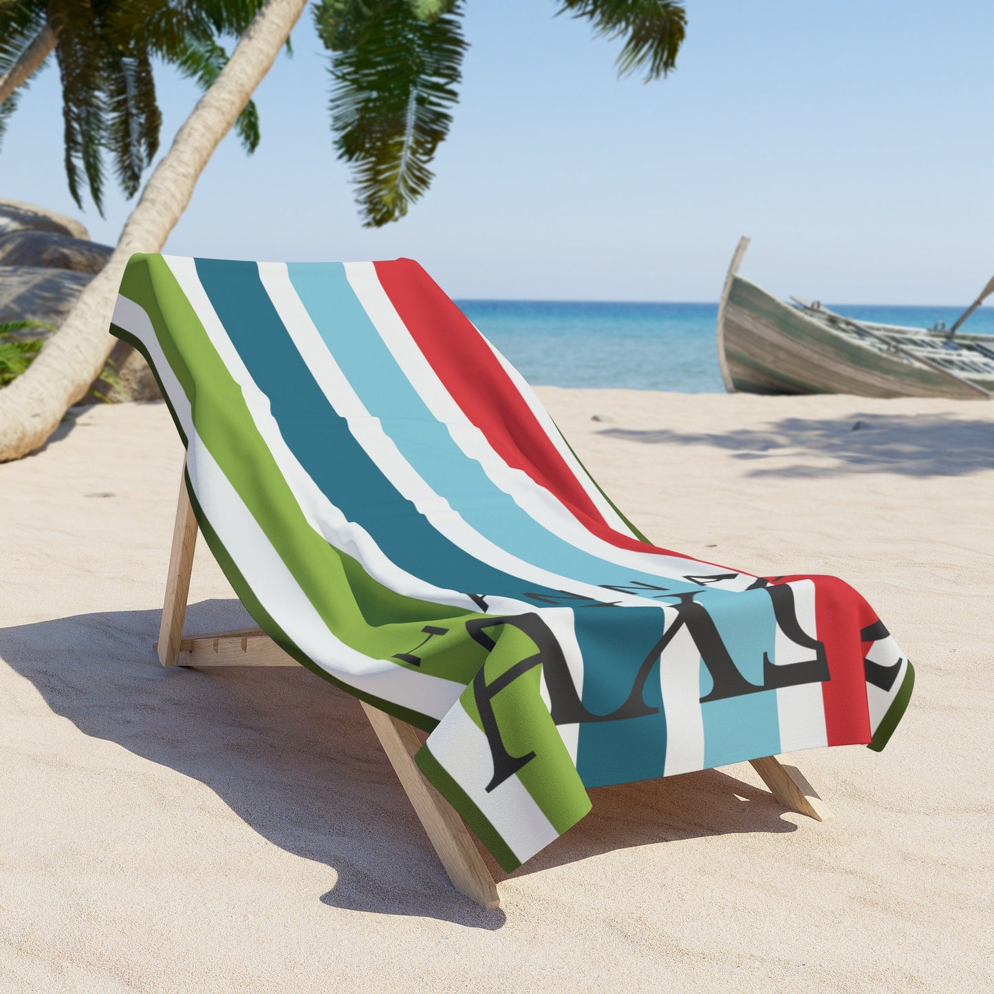 Alpha Chi Omega Personalized Stripe Beach Towel - Ivy Society