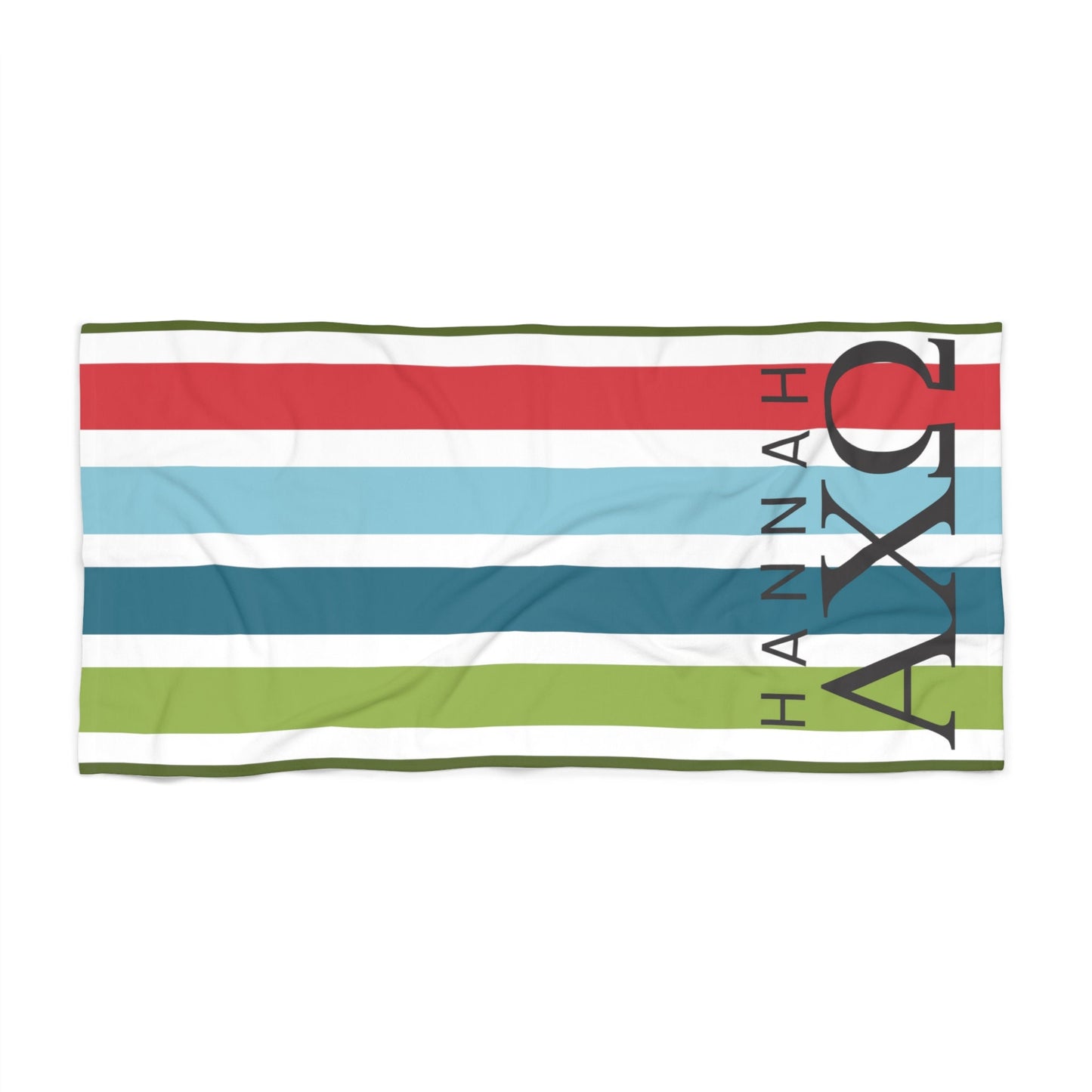 Alpha Chi Omega Personalized Stripe Beach Towel - Ivy Society