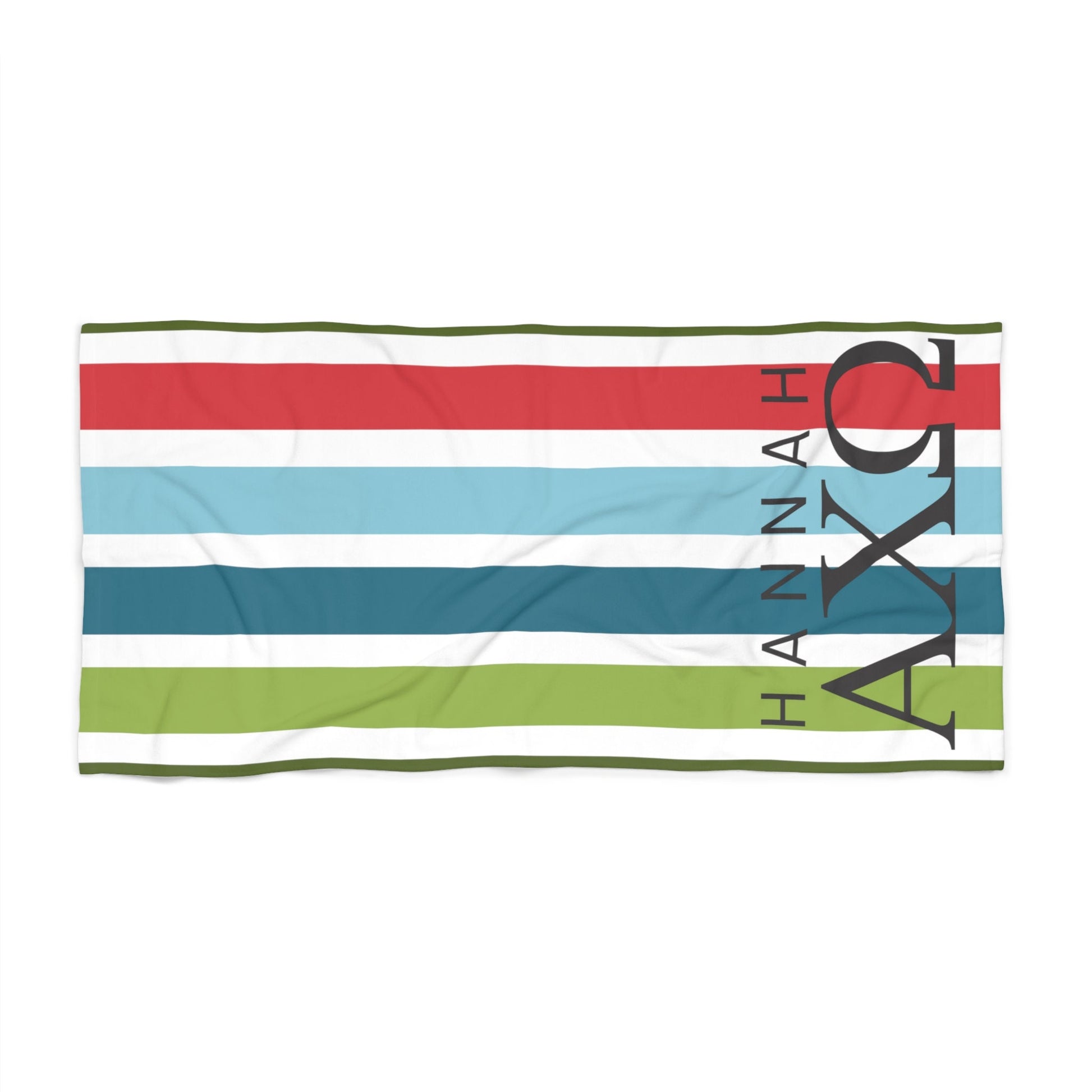 Alpha Chi Omega Personalized Stripe Beach Towel - Ivy Society