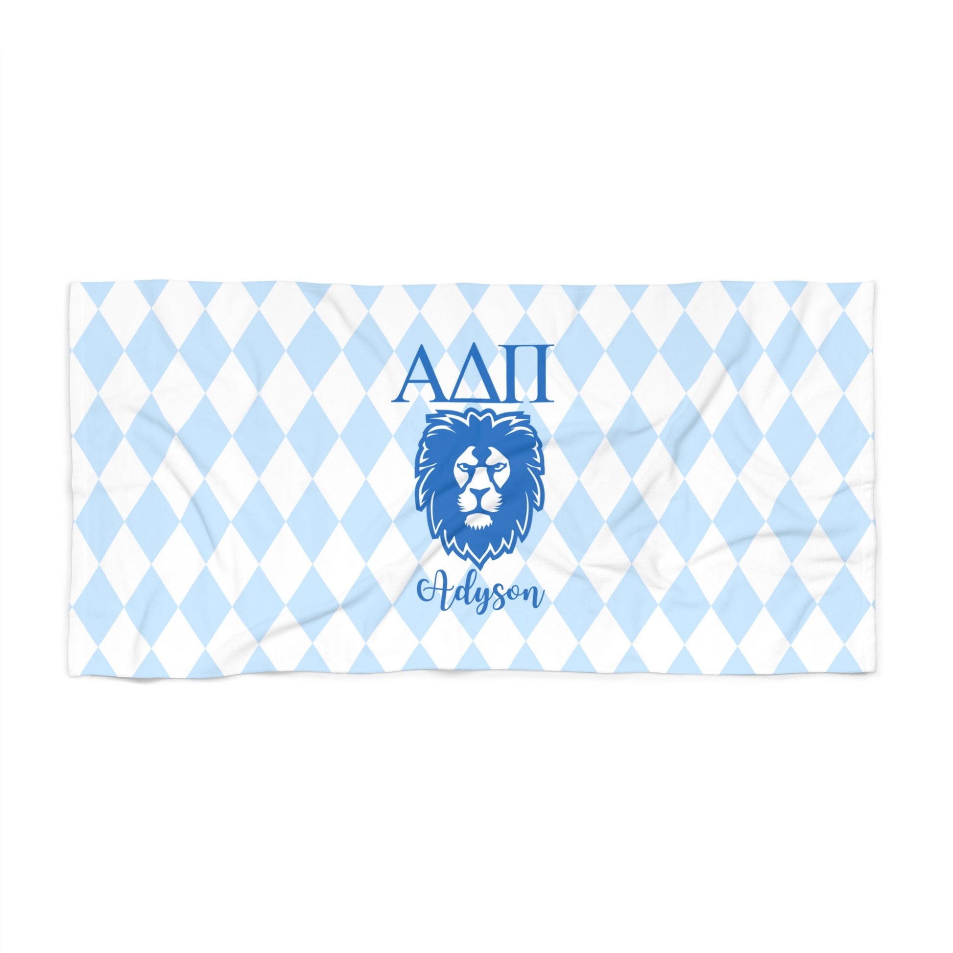 Alpha Delta Pi Personalized Lion Beach Towel - Ivy Society