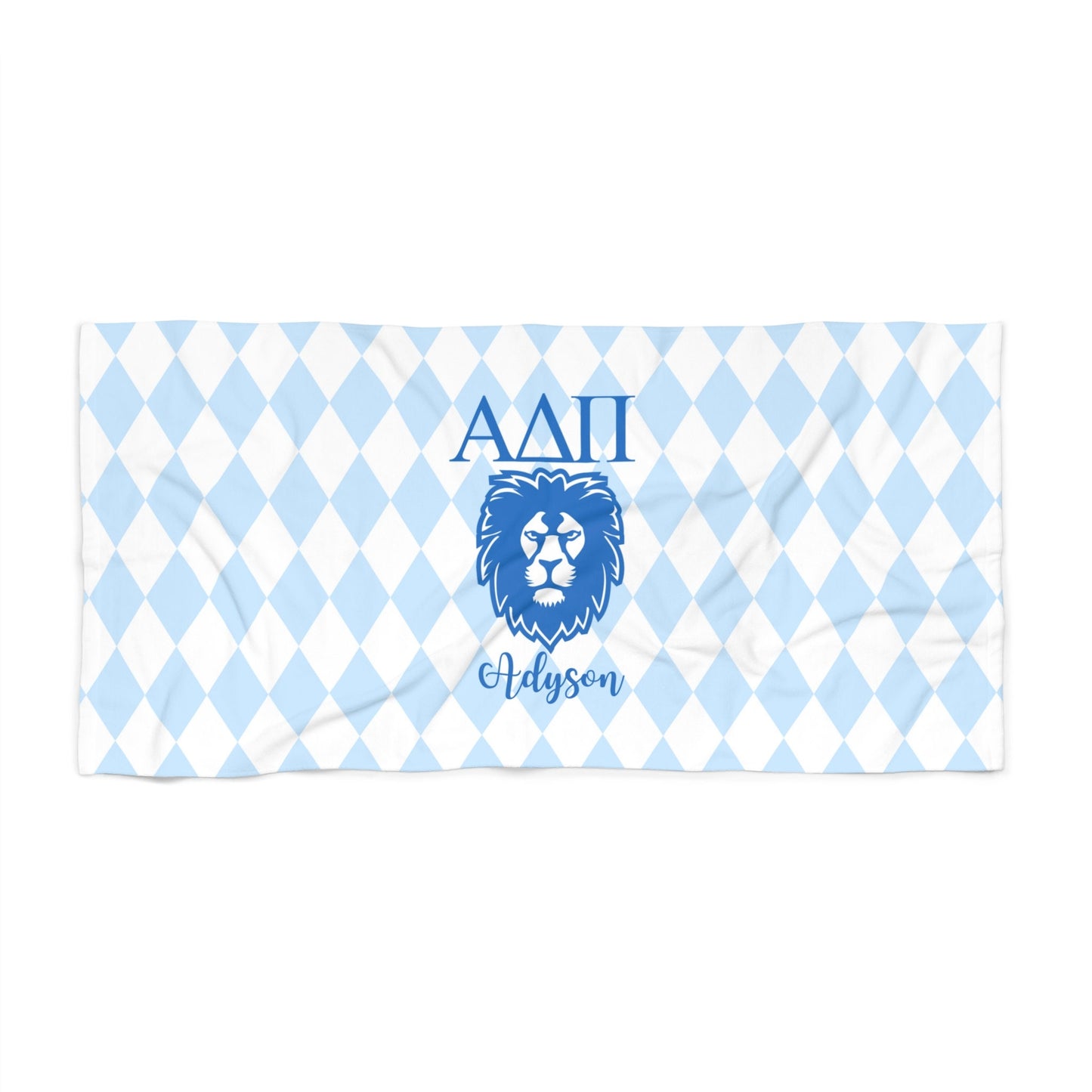 Alpha Delta Pi Personalized Lion Beach Towel - Ivy Society