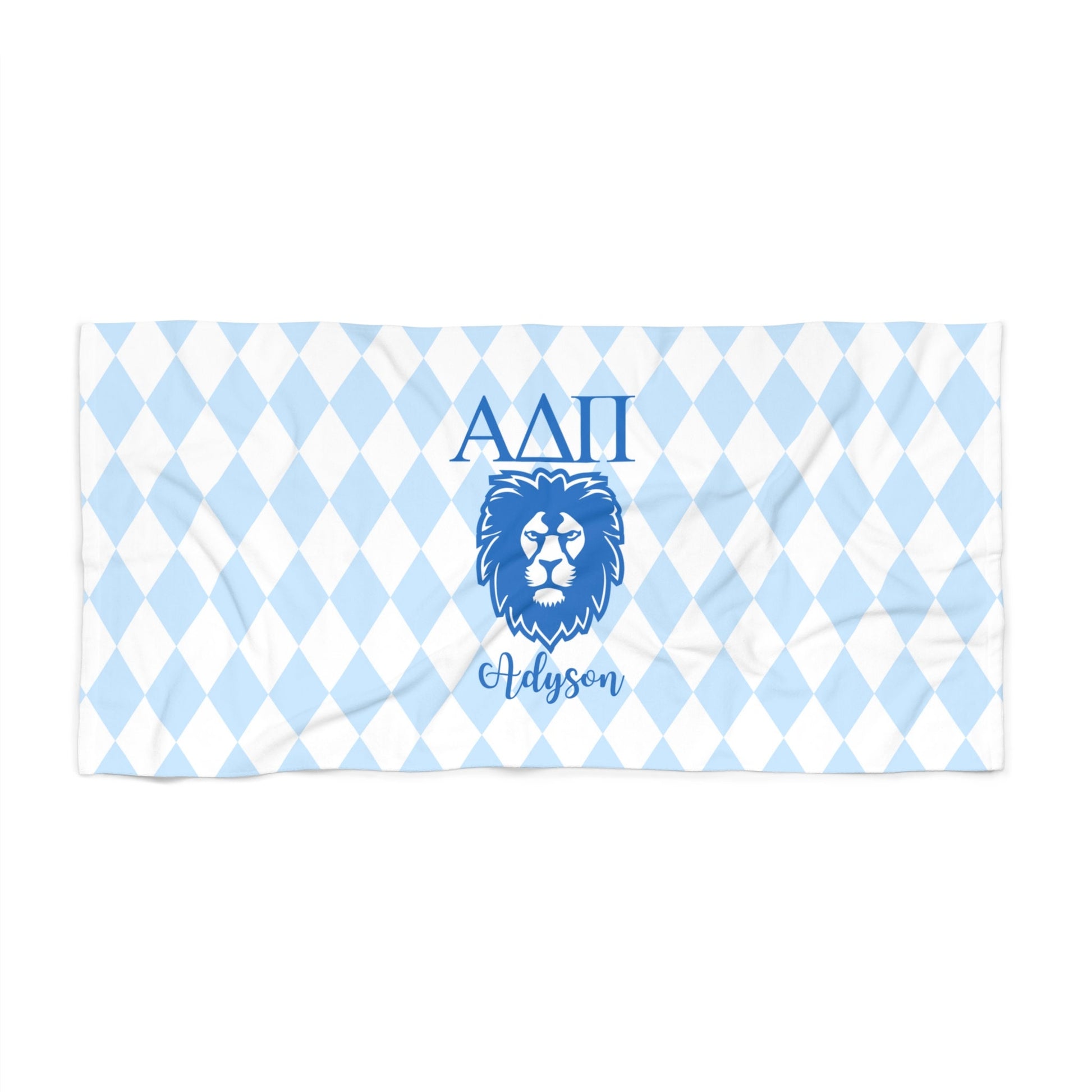 Alpha Delta Pi Personalized Lion Beach Towel - Ivy Society