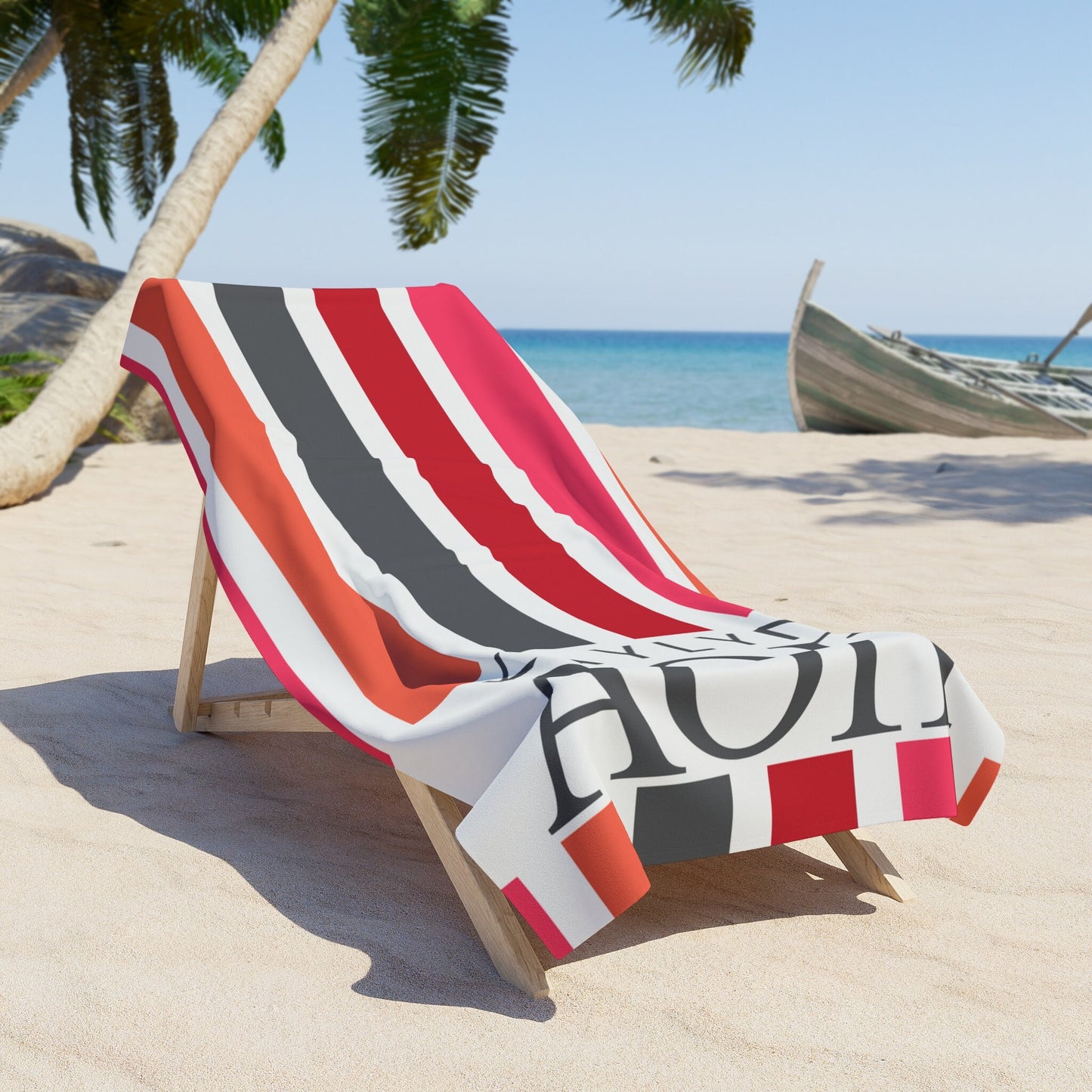 Alpha Omicron Pi Personalized Stripe Beach Towel - Ivy Society