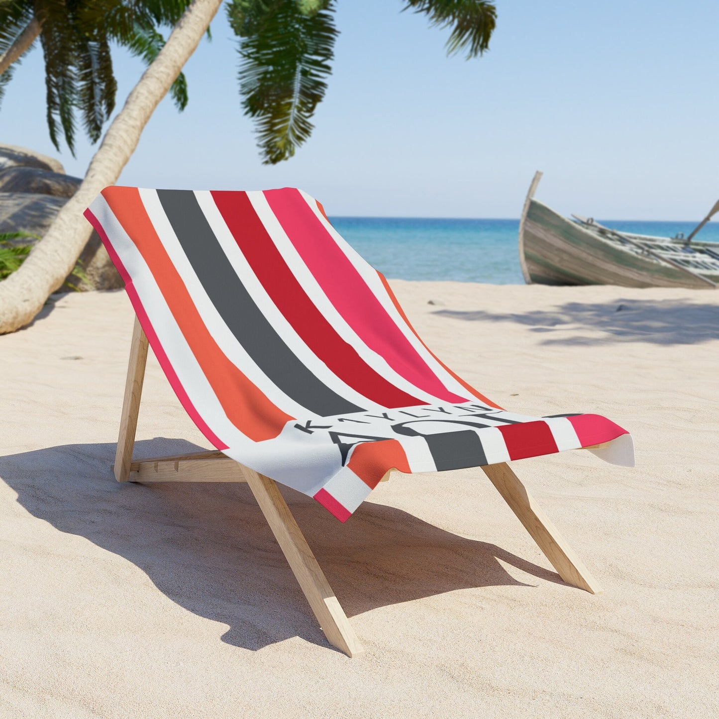 Alpha Omicron Pi Personalized Stripe Beach Towel - Ivy Society