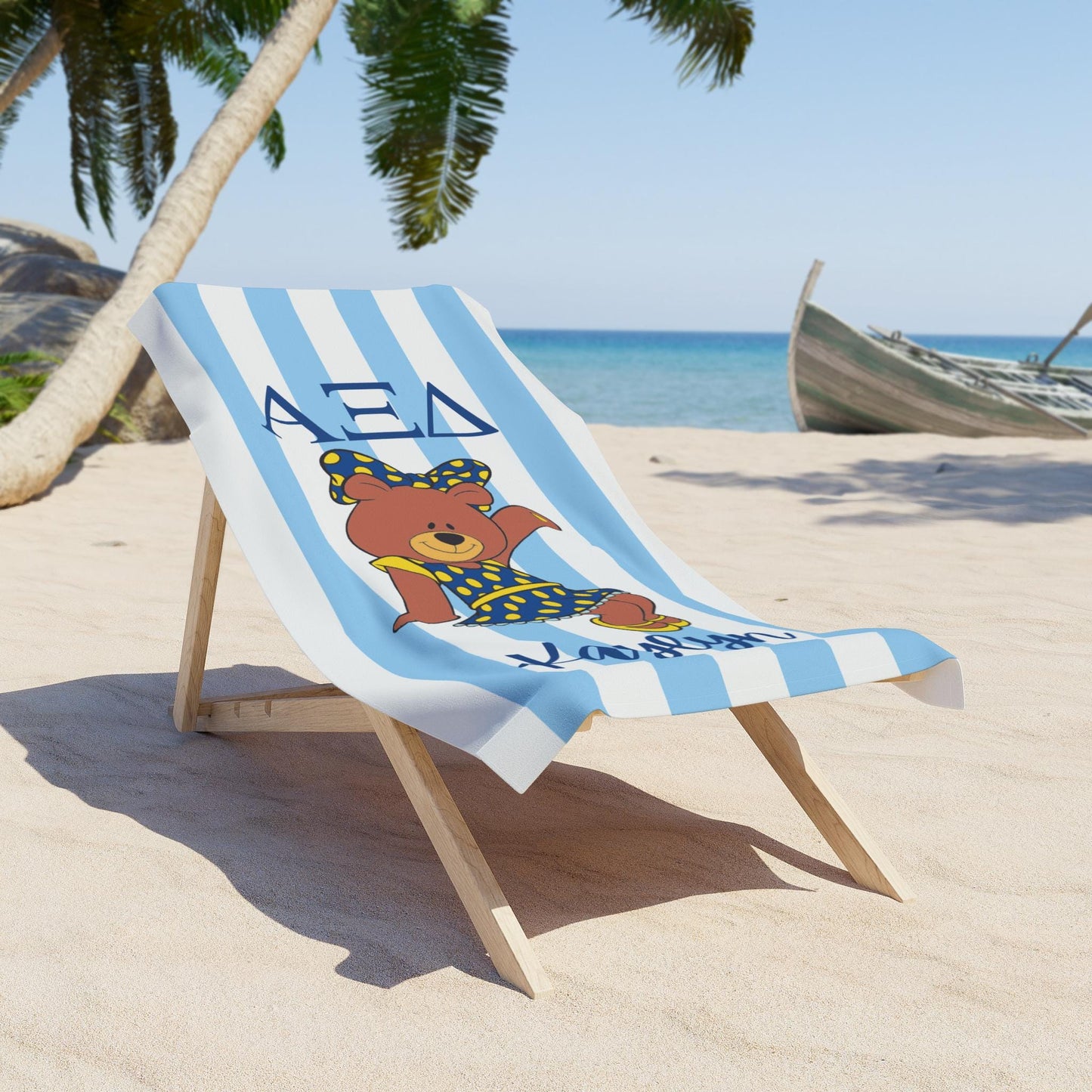 Alpha Xi Delta Personalized Bear Beach Towel - Ivy Society