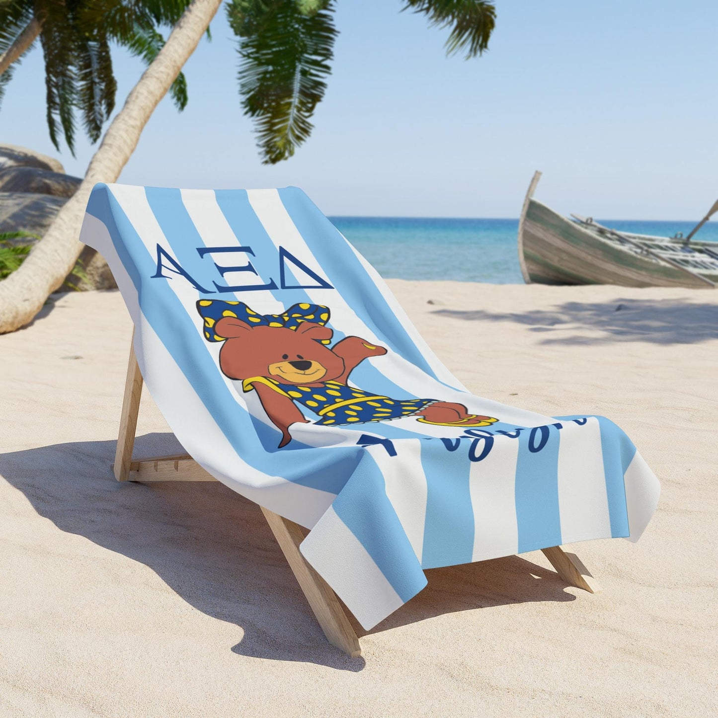Alpha Xi Delta Personalized Bear Beach Towel - Ivy Society