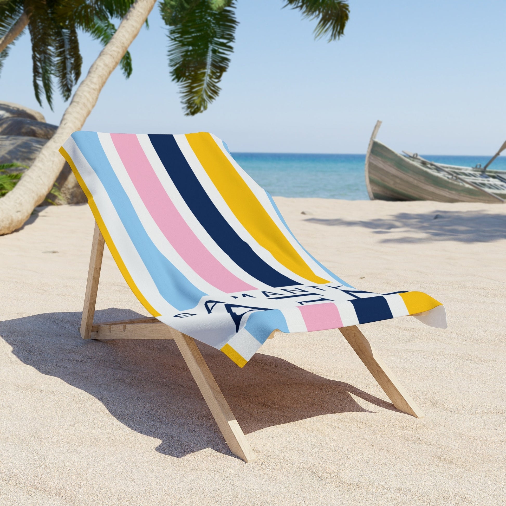 Alpha Xi Delta Personalized Stripe Beach Towel - Ivy Society