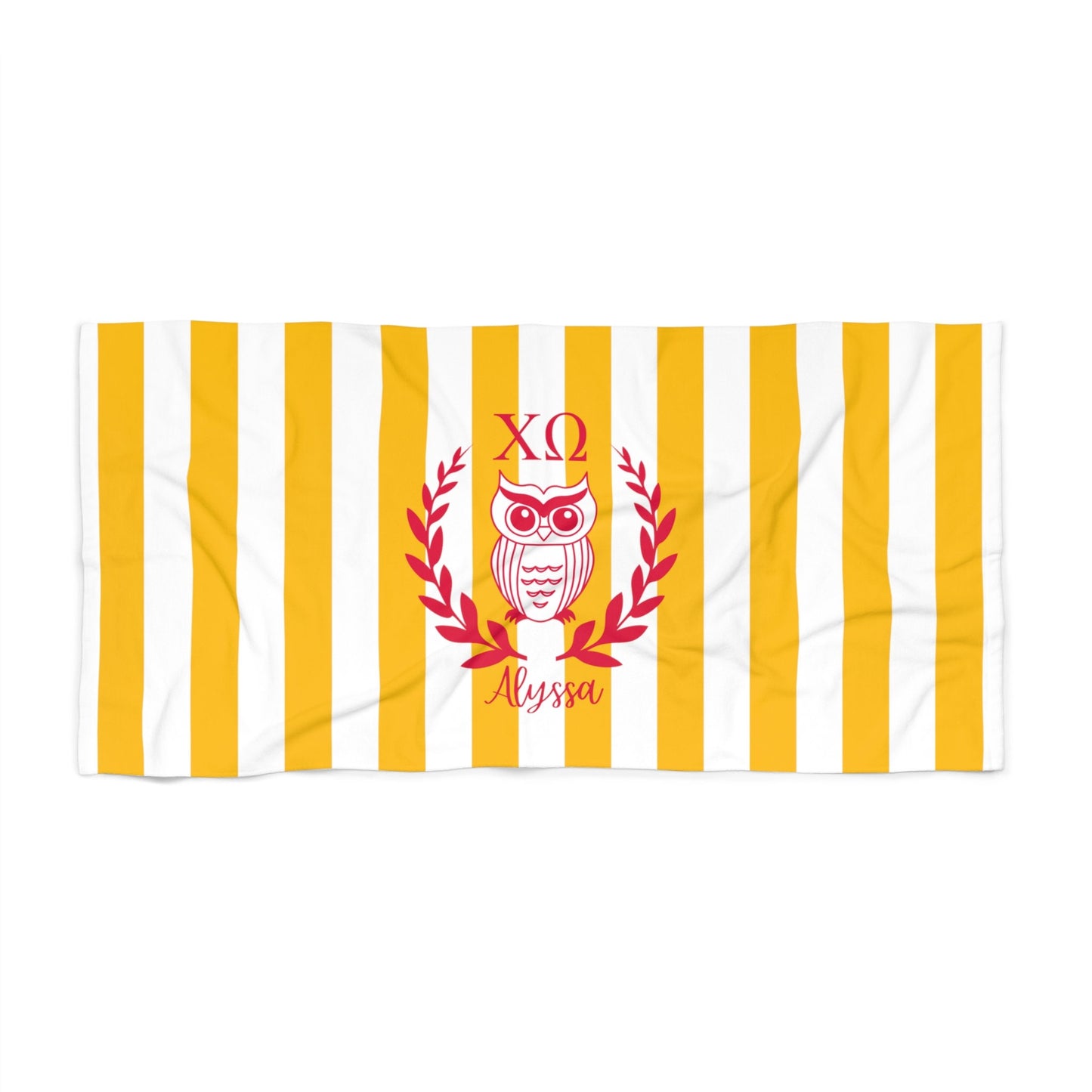 Chi Omega Personalized Owl Beach Towel - Ivy Society