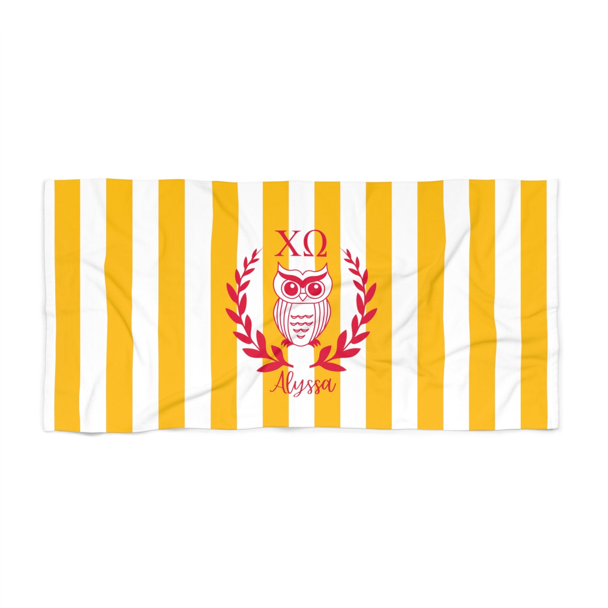 Chi Omega Personalized Owl Beach Towel - Ivy Society
