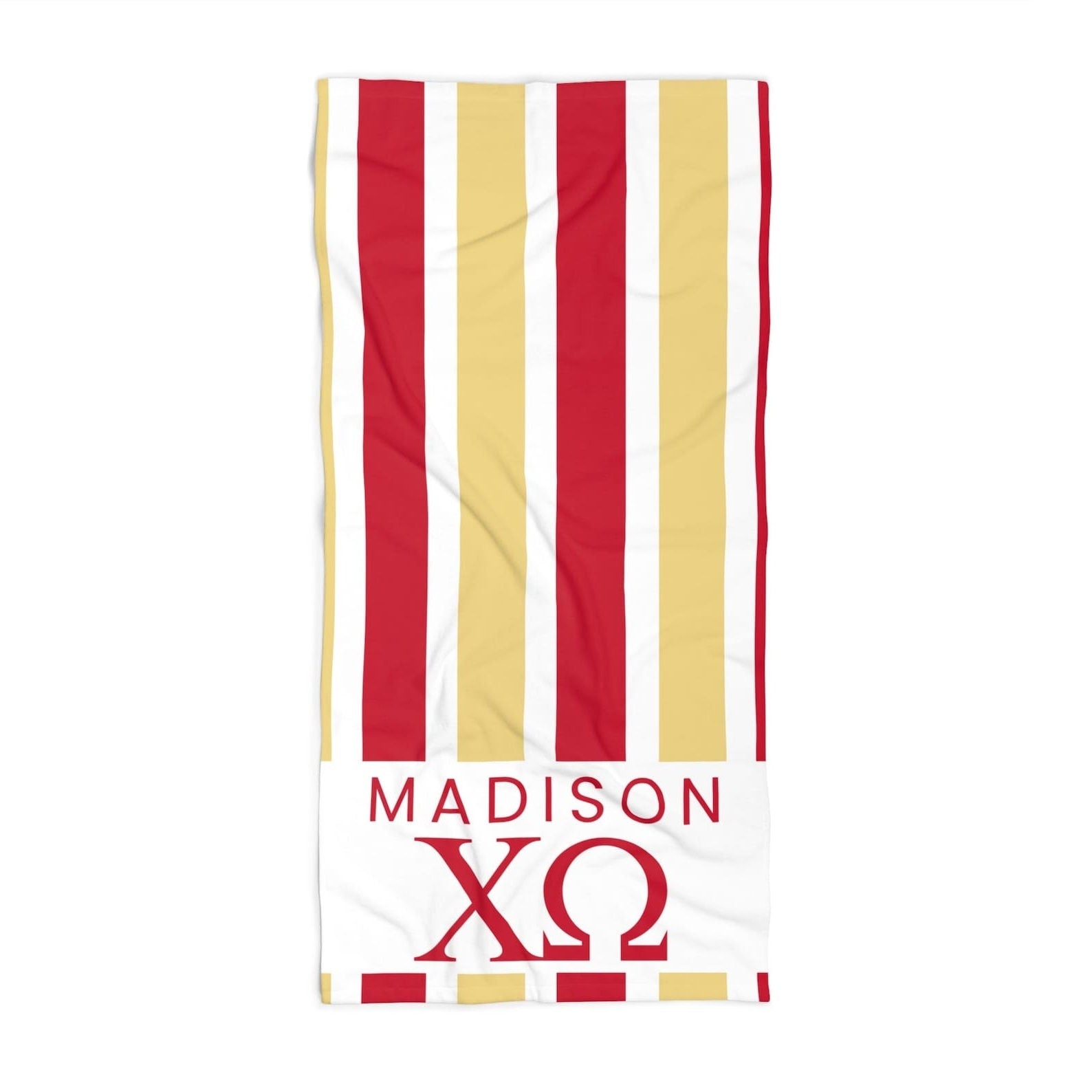 Chi Omega Personalized Stripe Beach Towel - Ivy Society