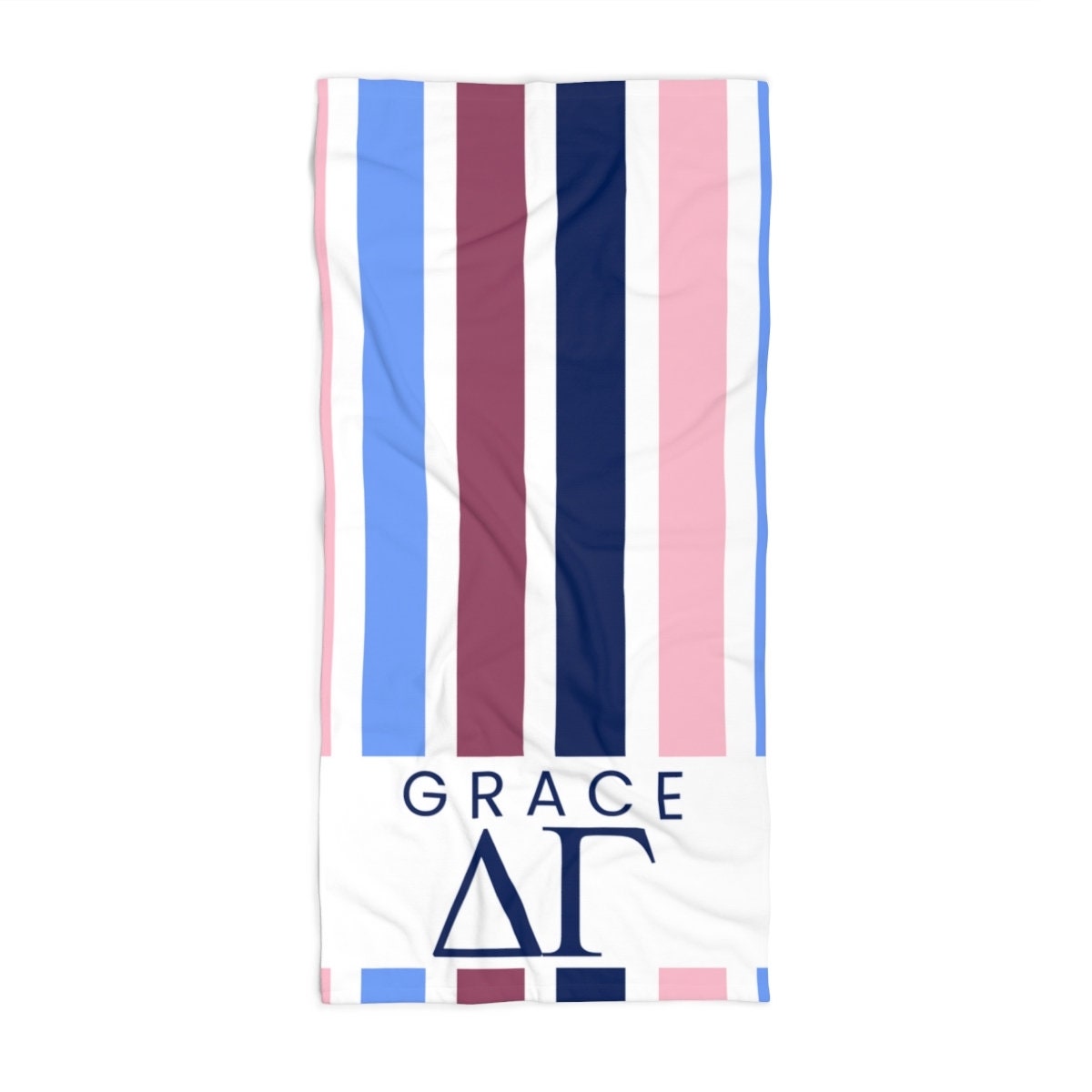 Delta Gamma Personalized Stripe Beach Towel - Ivy Society