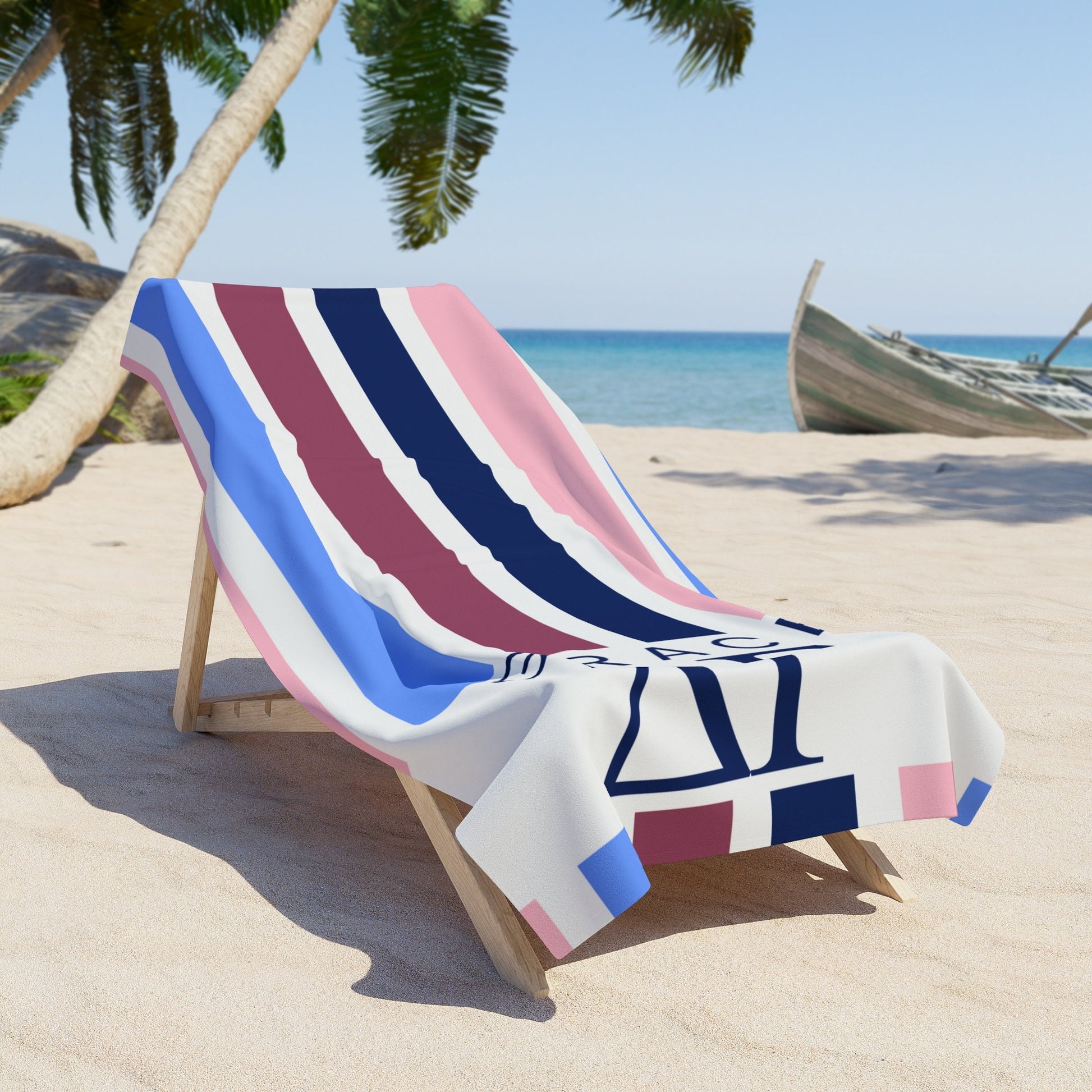Delta Gamma Personalized Stripe Beach Towel - Ivy Society