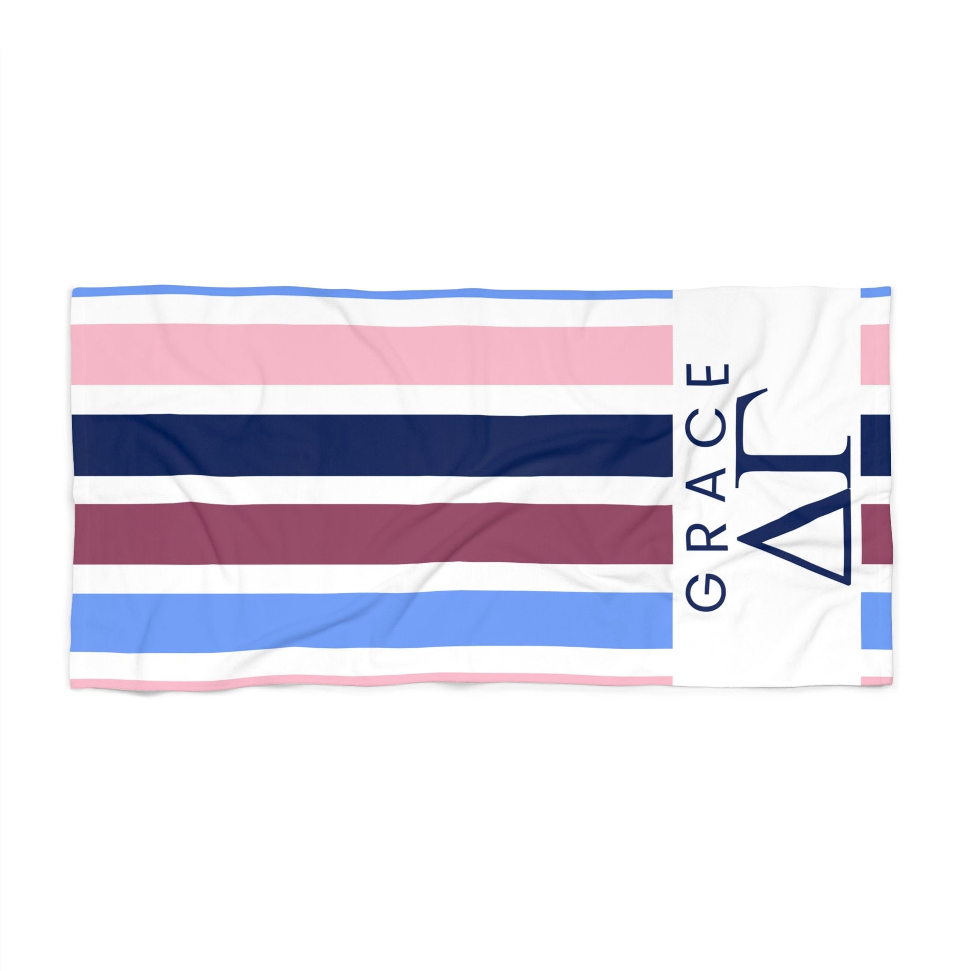 Delta Gamma Personalized Stripe Beach Towel - Ivy Society