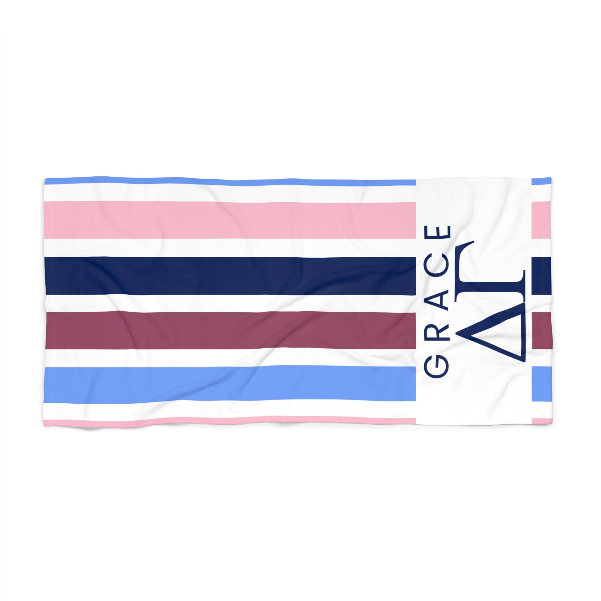 Delta Gamma Personalized Stripe Beach Towel - Ivy Society