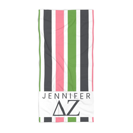 Delta Zeta Personalized Stripe Beach Towel - Ivy Society